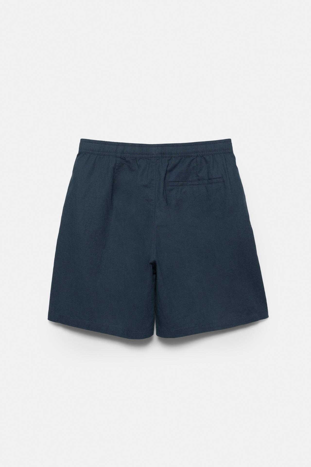 Linen blend Bermuda joggers — Dark blue