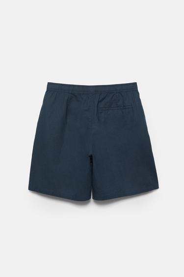 Linen blend Bermuda joggers — Dark blue 3