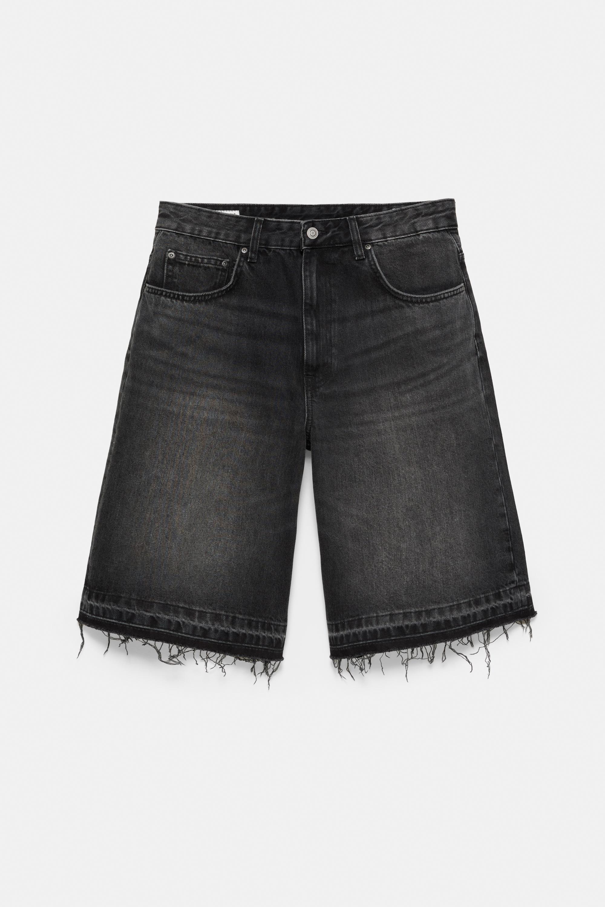 Frayed hem skater Bermuda shorts — Faded black