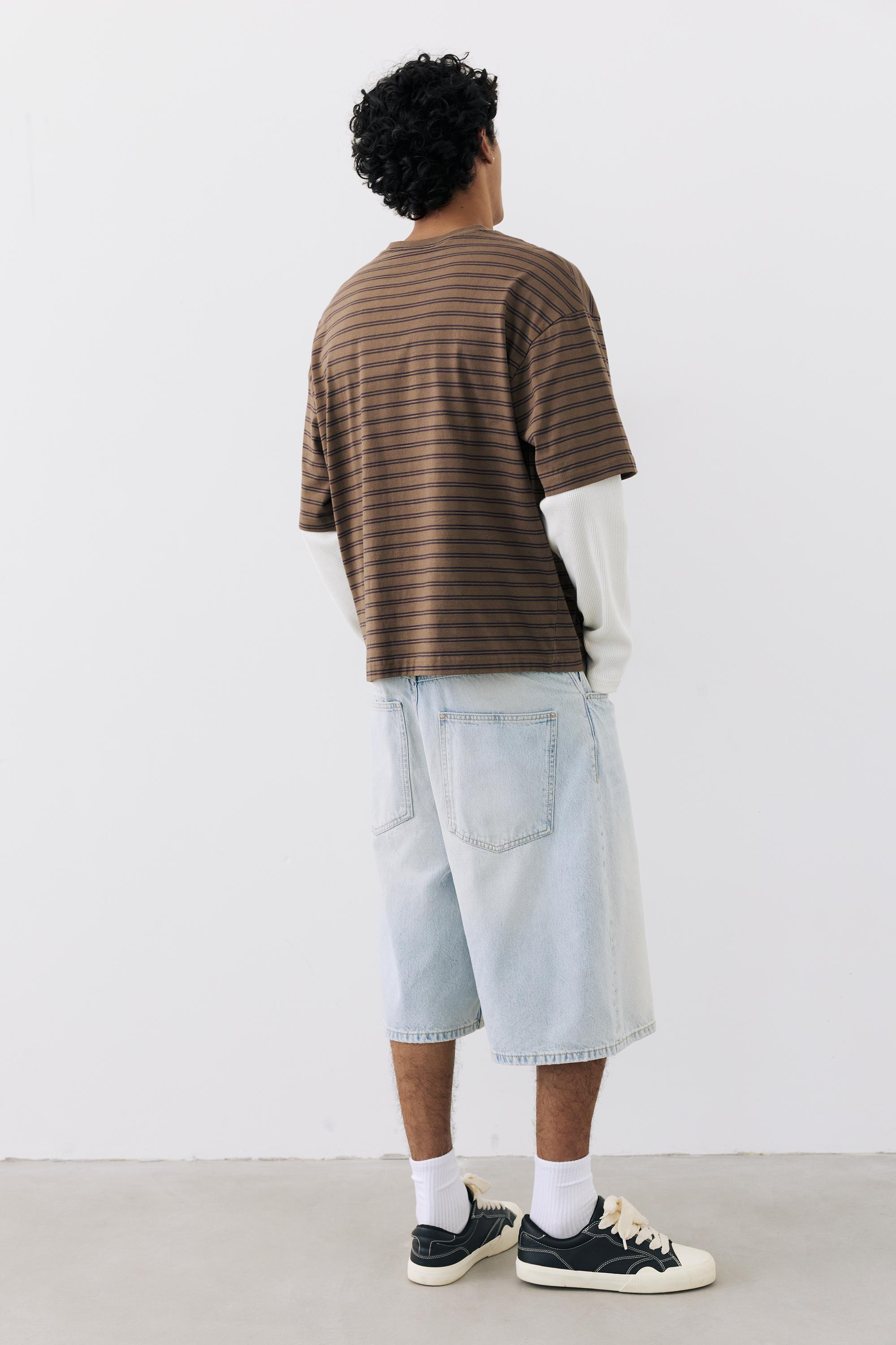 Double-layer long sleeve T-shirt — Striped