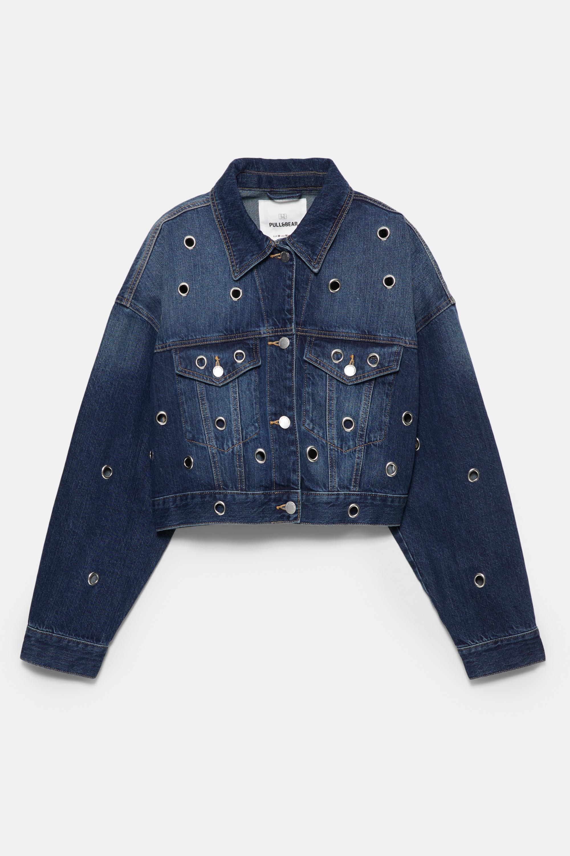 Delikli denim ceket - Görsel 2
