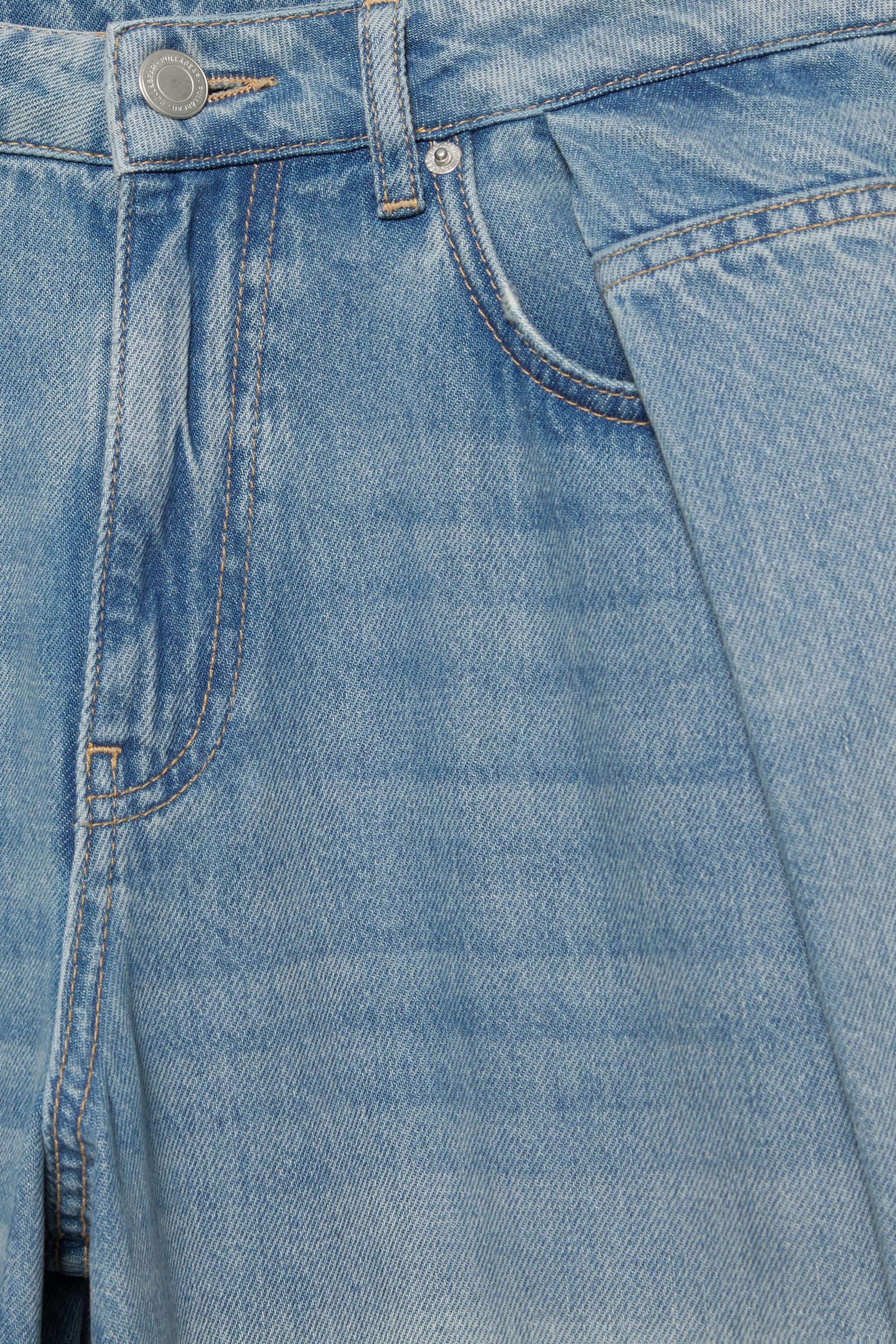 Pleated balloon fit baggy jeans — Pale blue