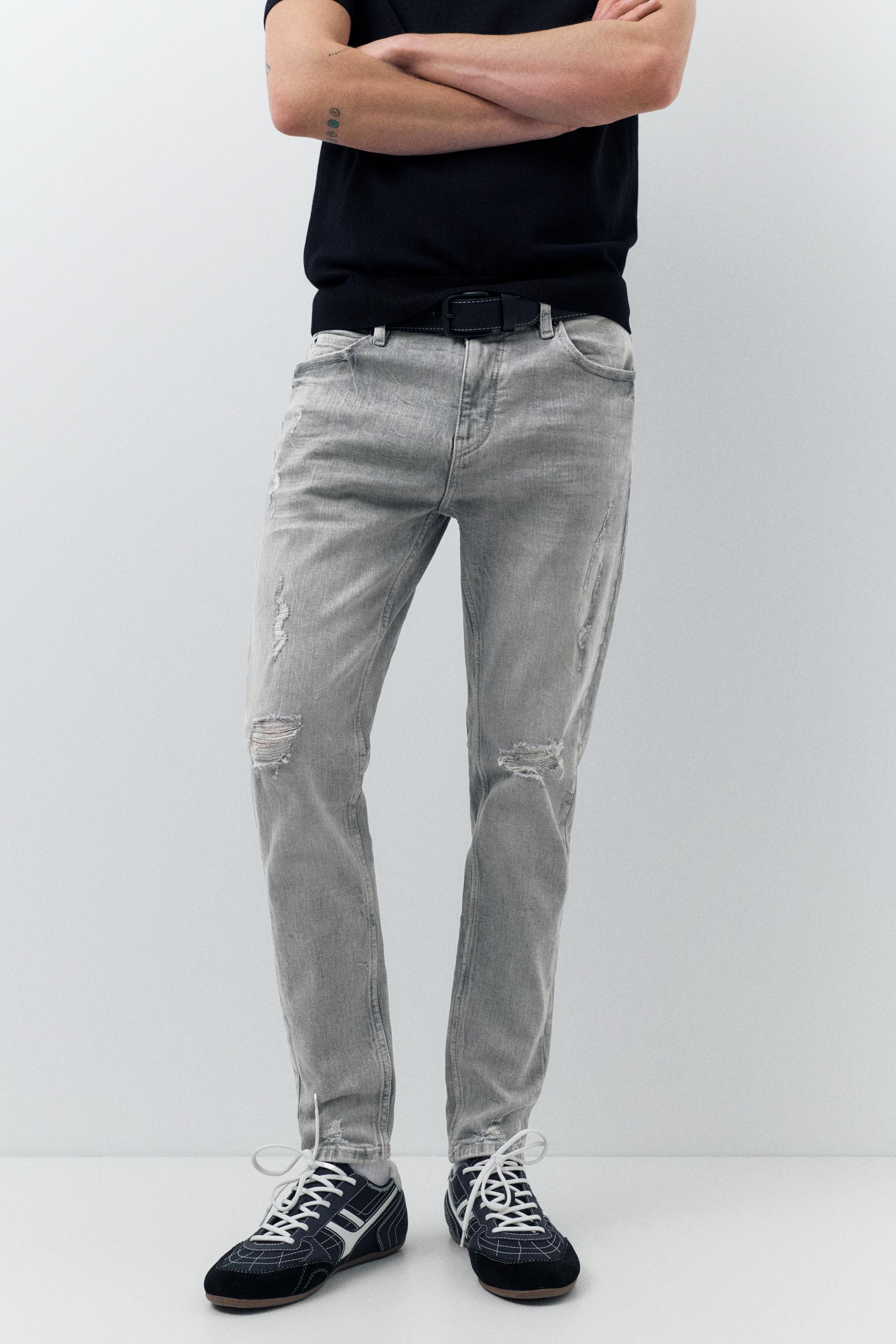 Ripped skinny jeans — Pale grey