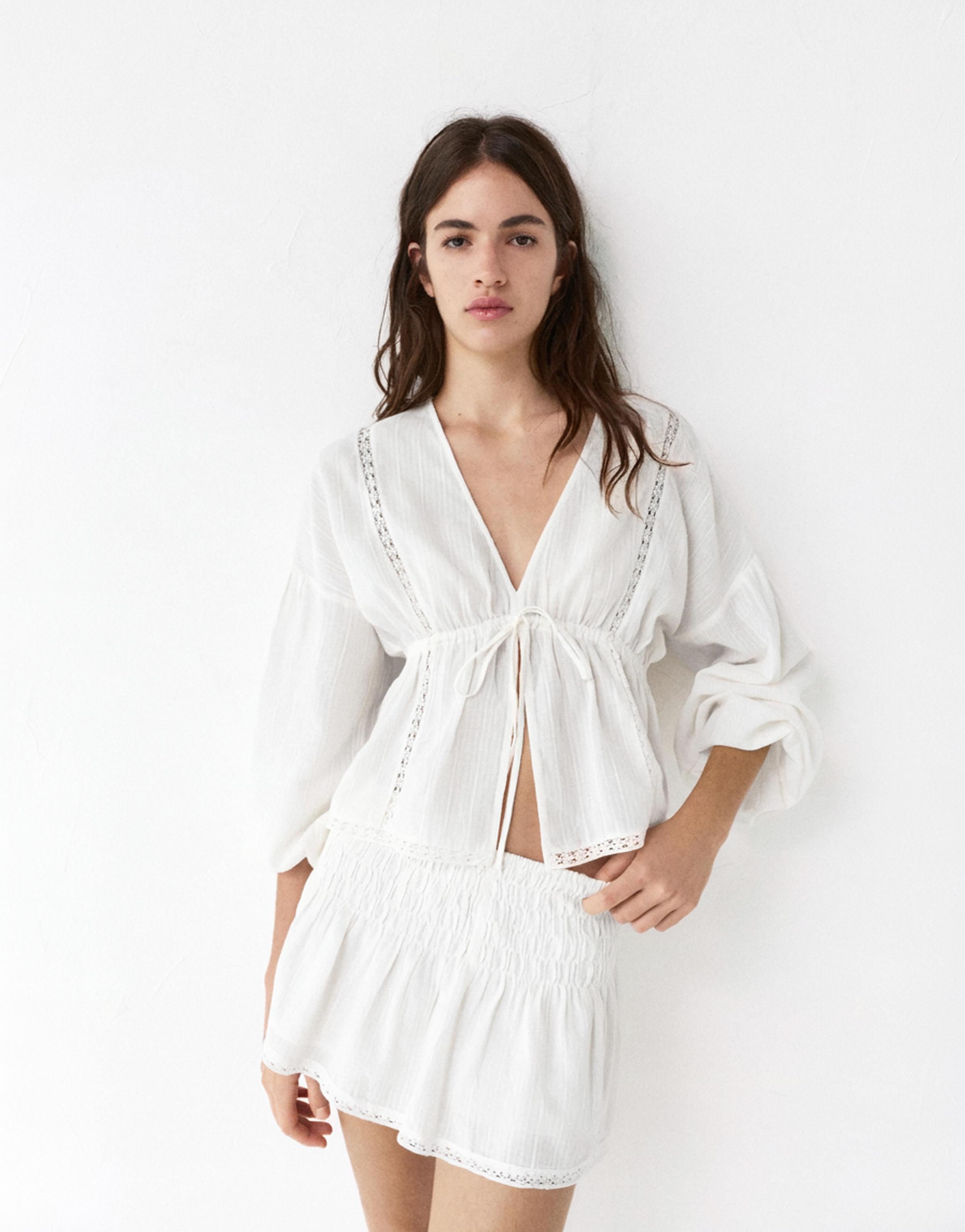 Ruffled skort — White
