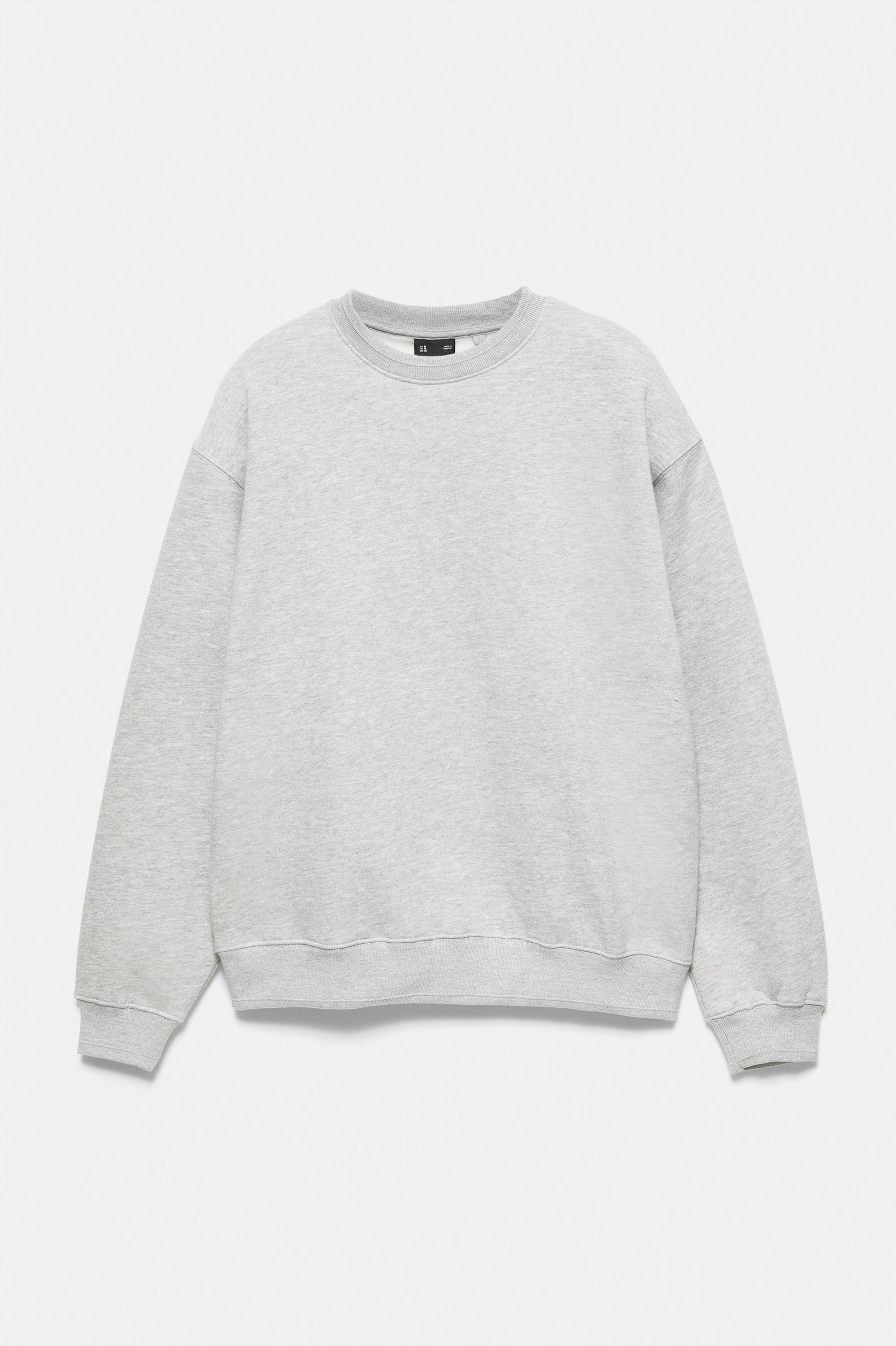 Relaxed fit round neck sweatshirt — Grey marl
