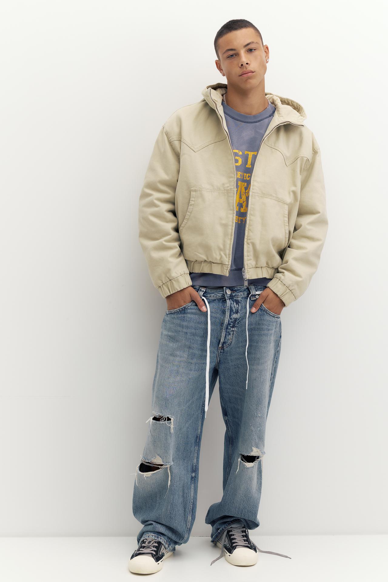 Hooded bomber jacket — Sand