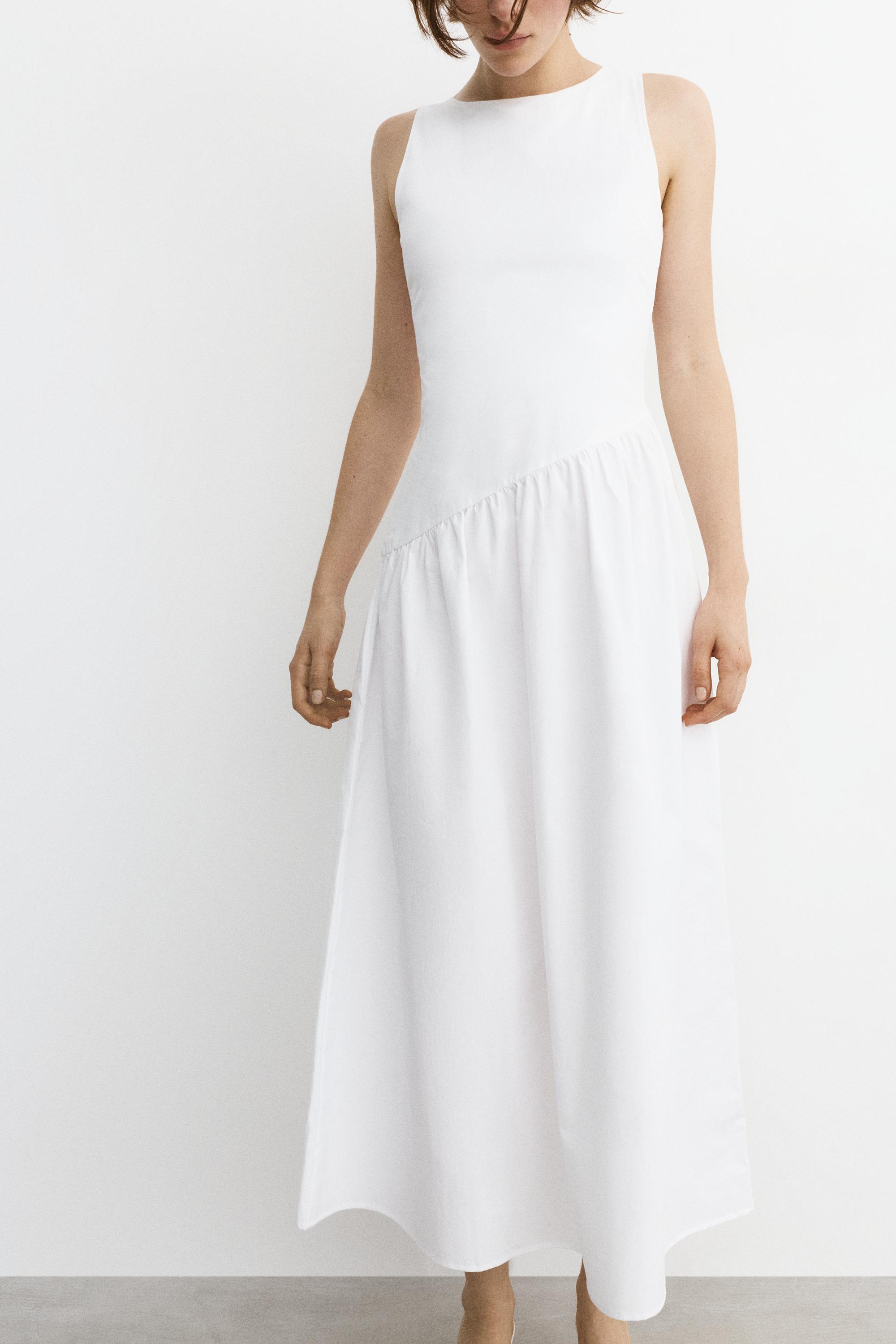 Poplin midi dress — White