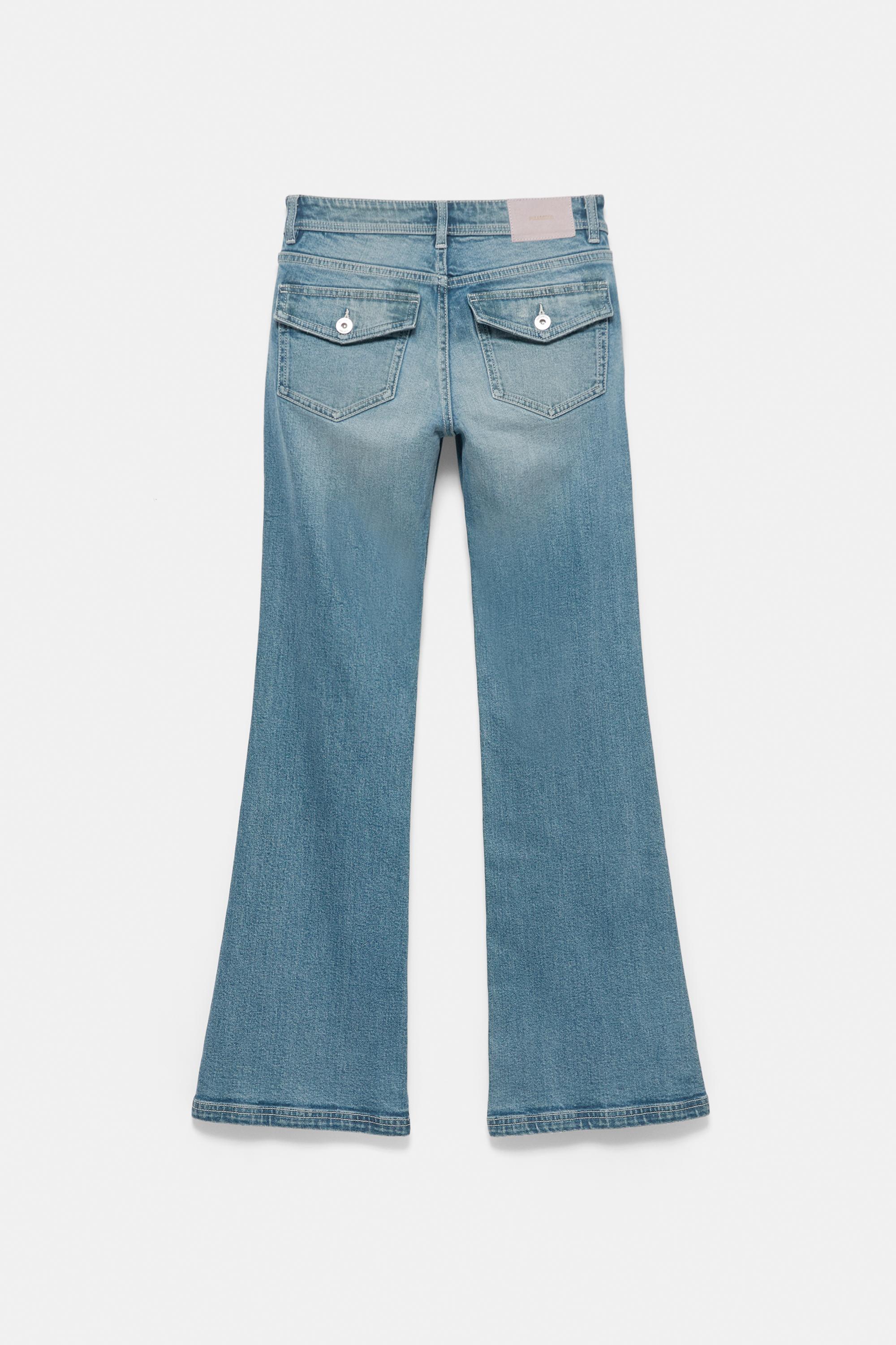 Low-rise boot-cut jeans — Greenish blue