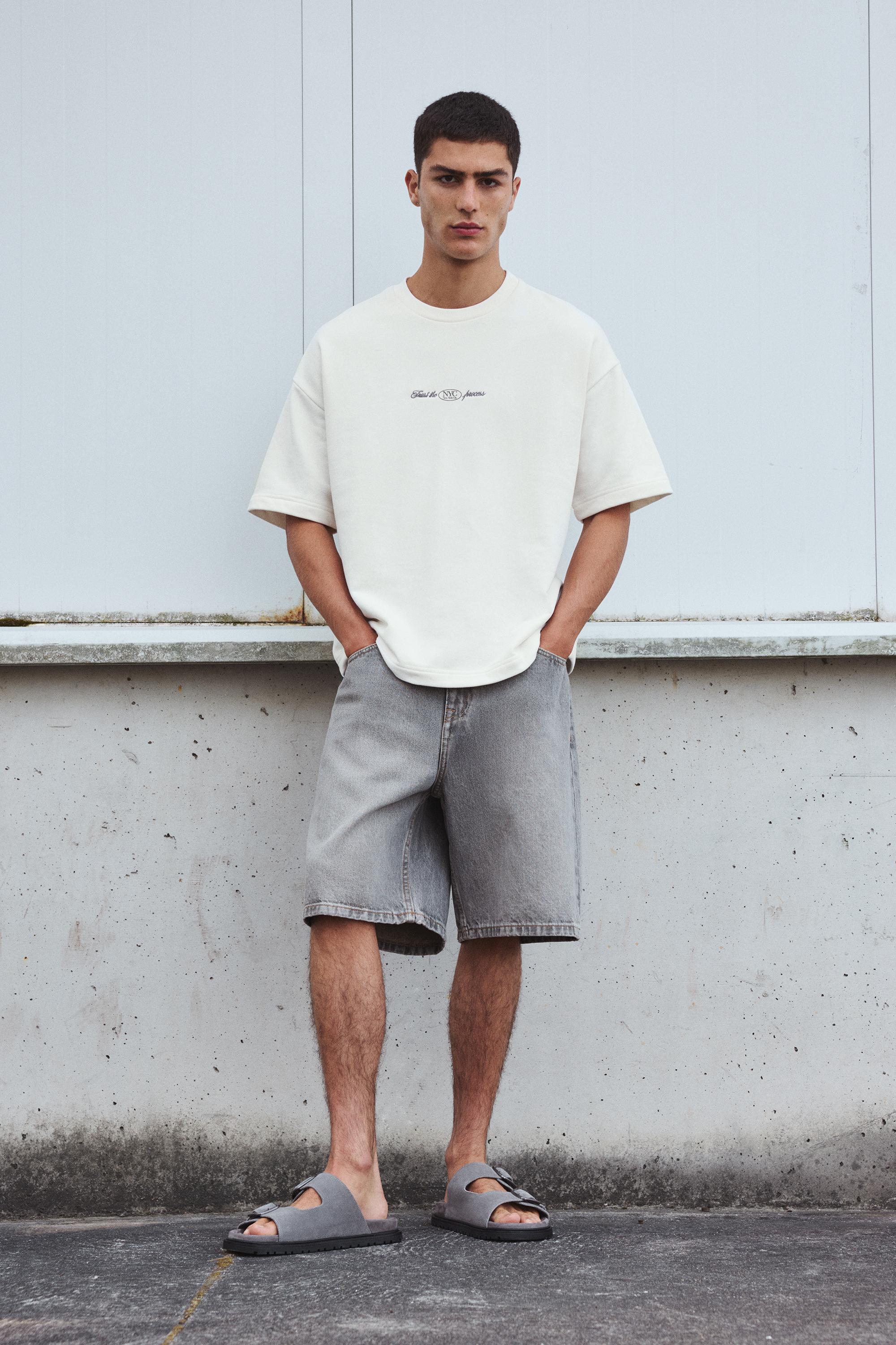 Nakışlı kısa kollu sweatshirt - Görsel 6