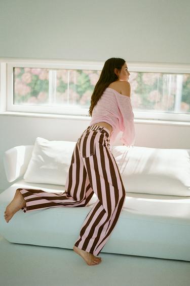 Striped barrel jeans — Rose pink 2