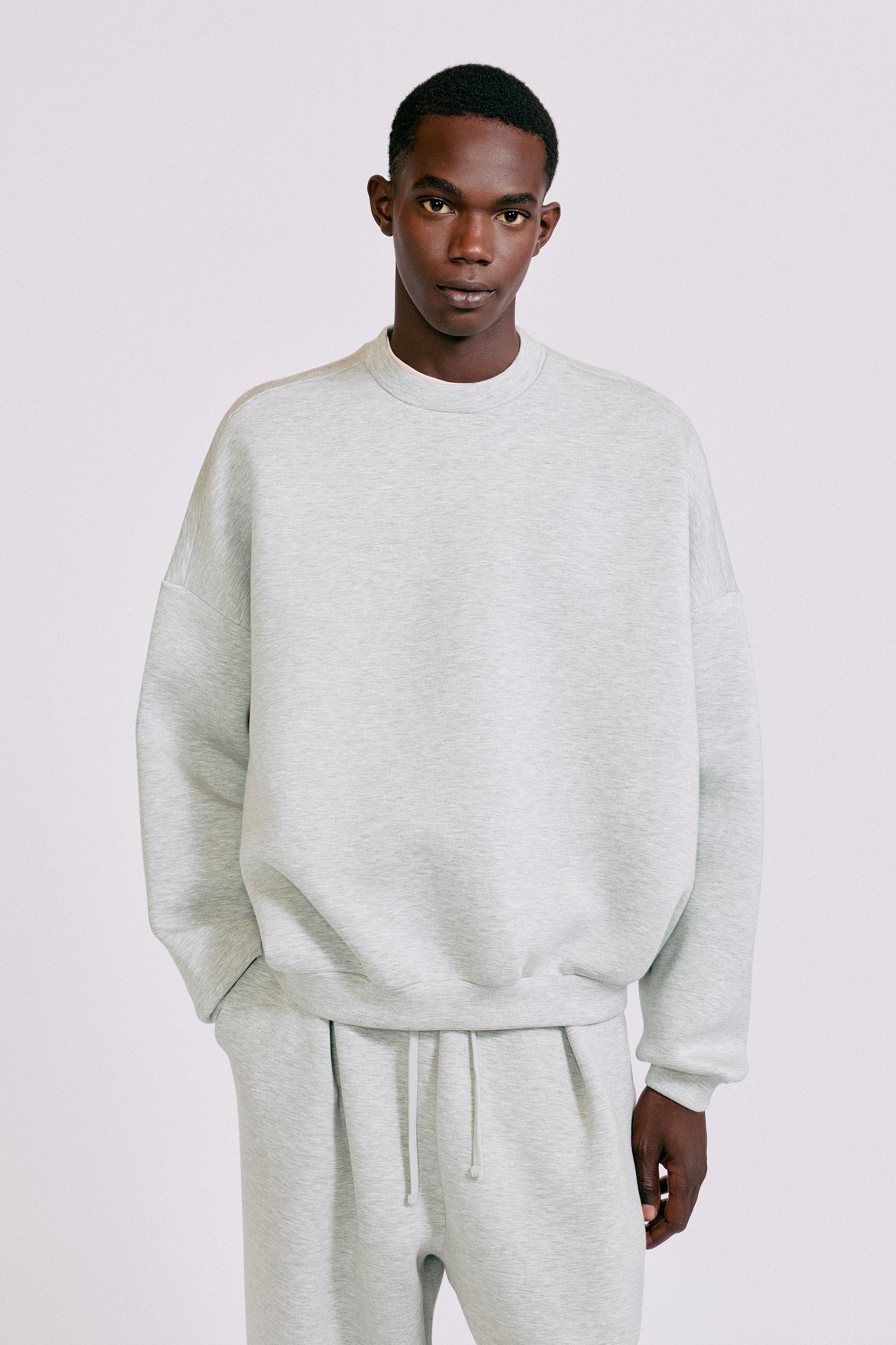 Interlock round neck sweatshirt — Grey marl