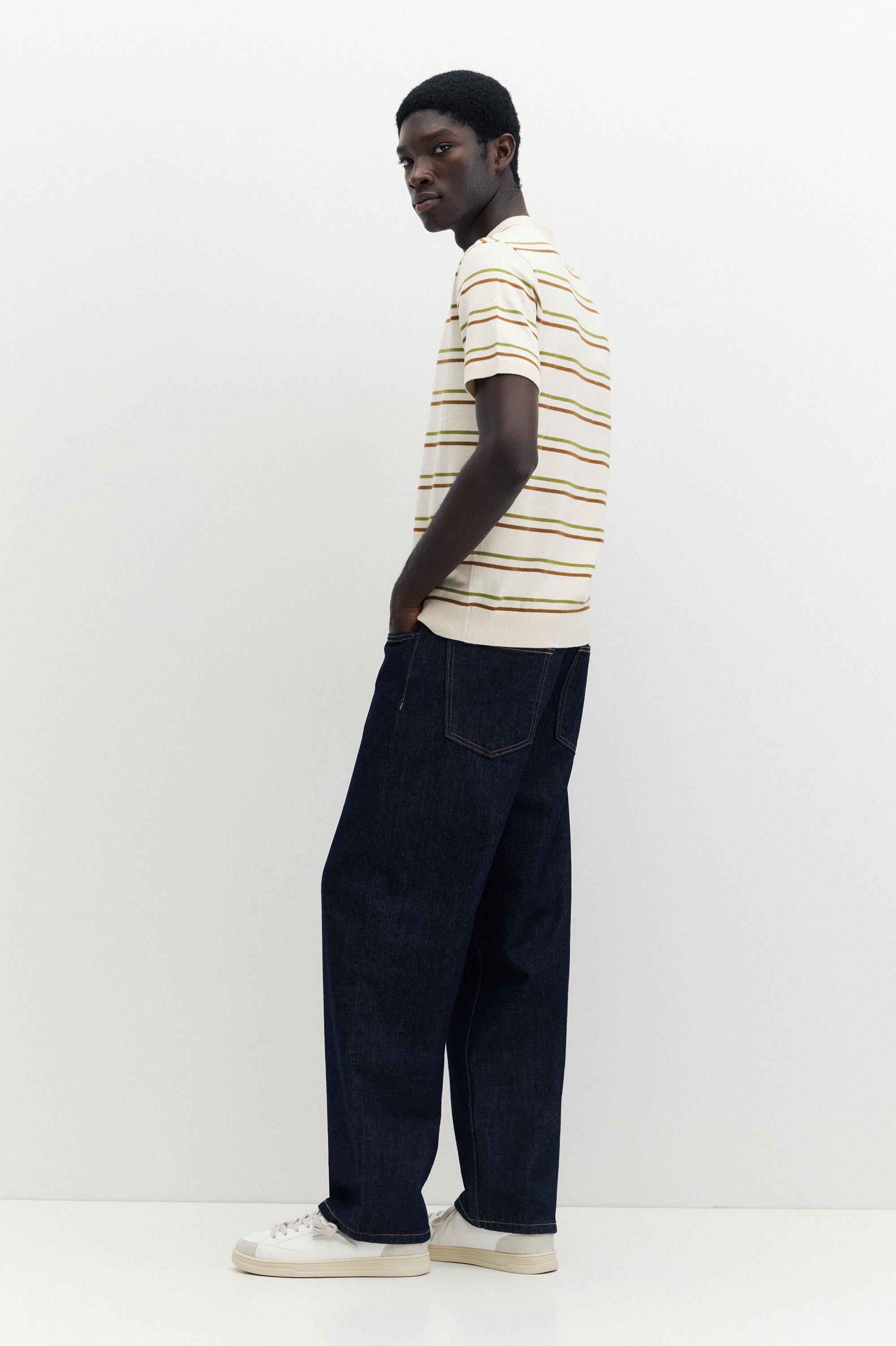 Short sleeve striped polo shirt — Sand