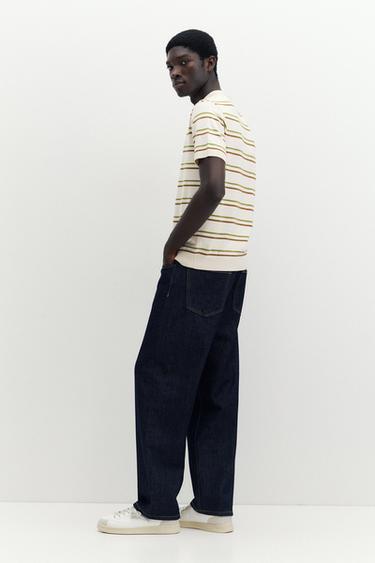 Short sleeve striped polo shirt — Sand 2