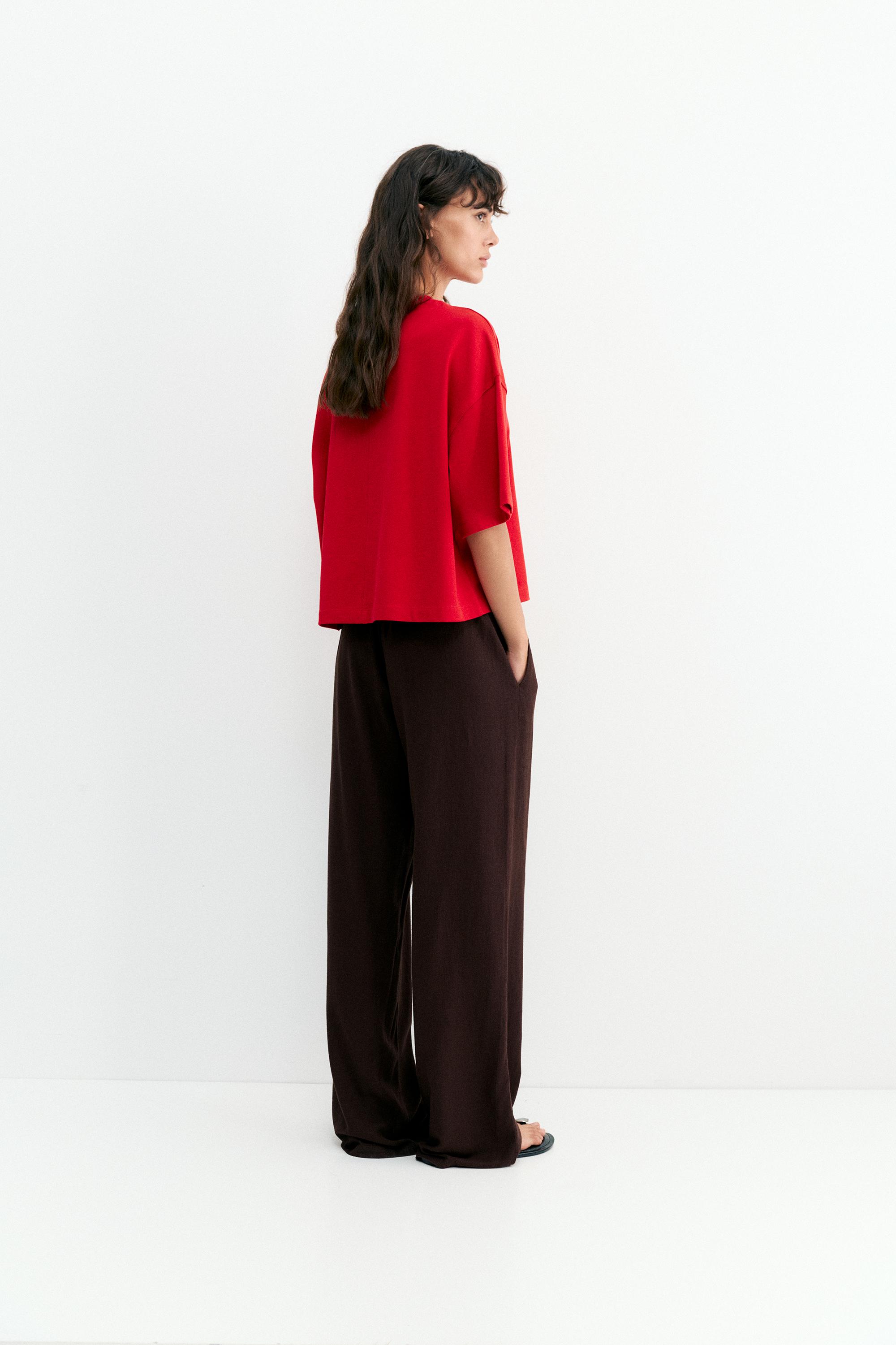 Flowy trousers with linen — Brown