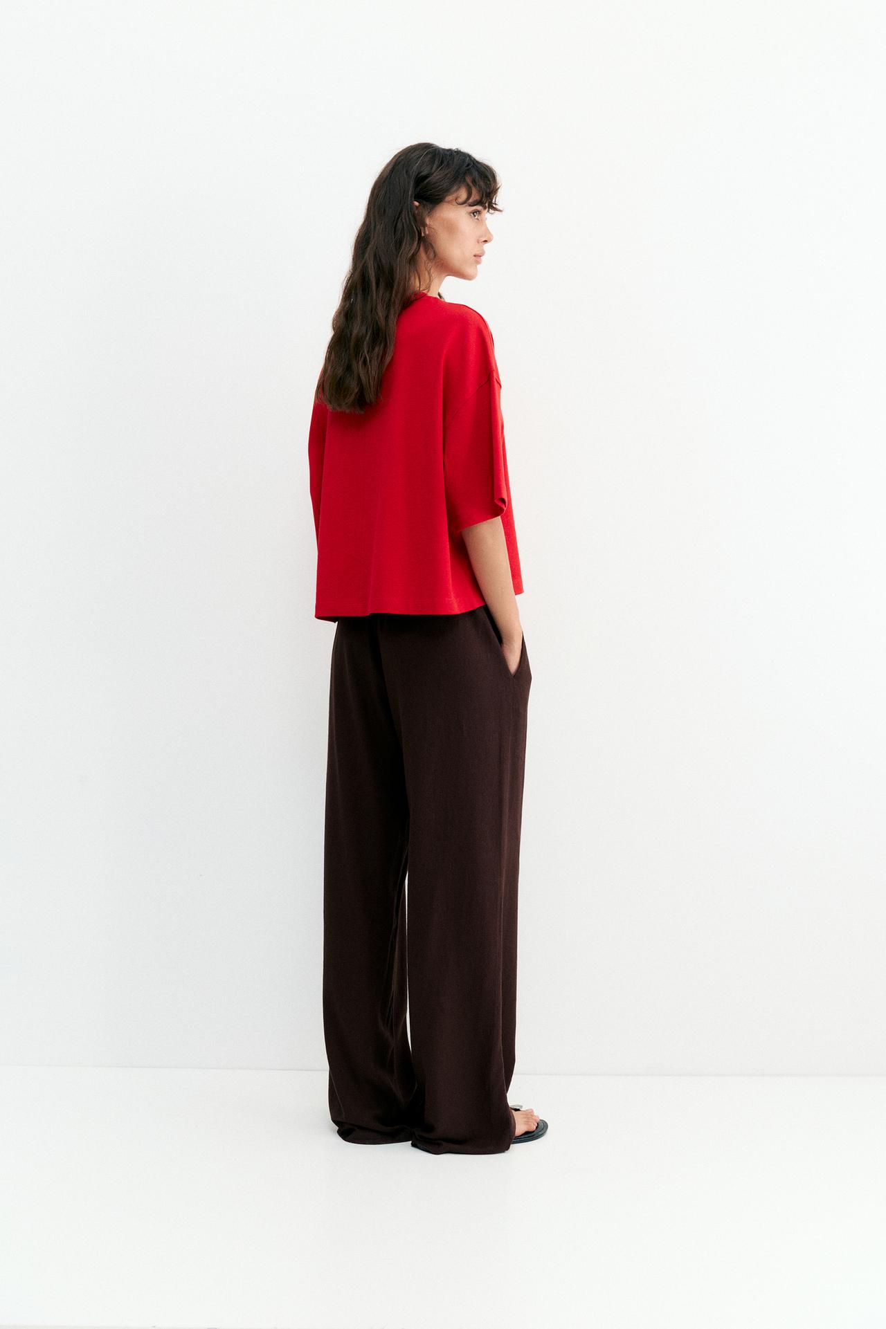 Flowy trousers with linen — Brown