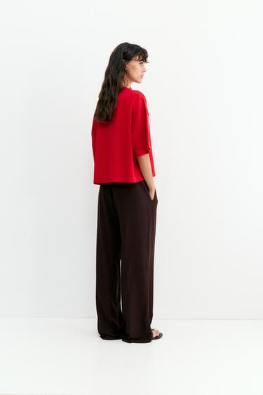 Flowy trousers with linen — Brown 5