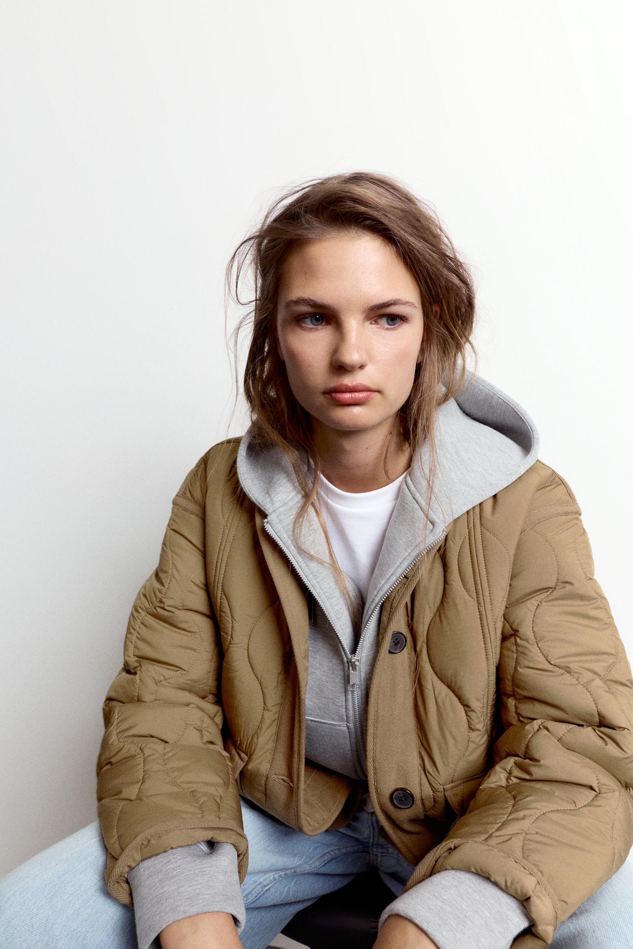 Puffer jacket with pockets — Dark khaki
