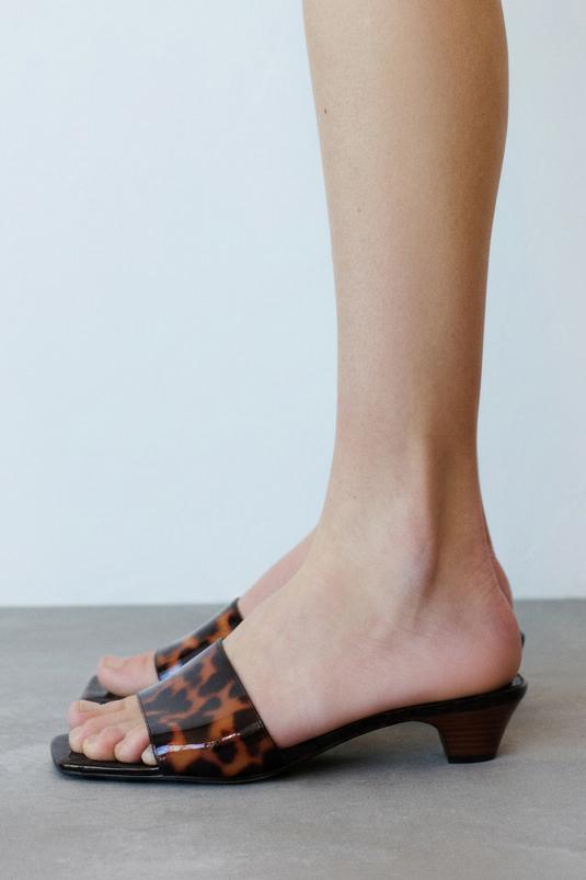Vinyl mule heeled sandals — Multi-colored
