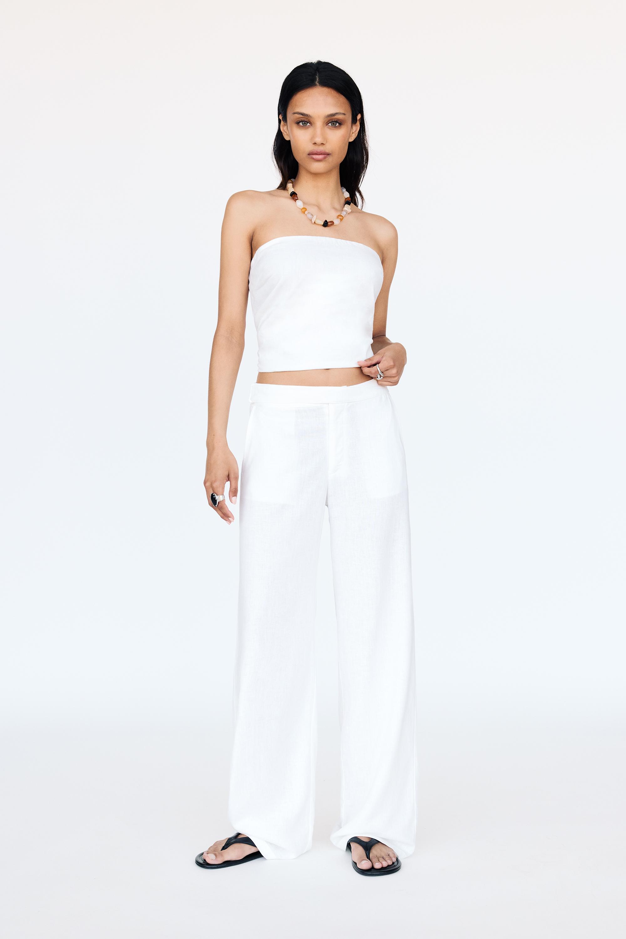 Gerade Geschnittene Hose Mit Leinen