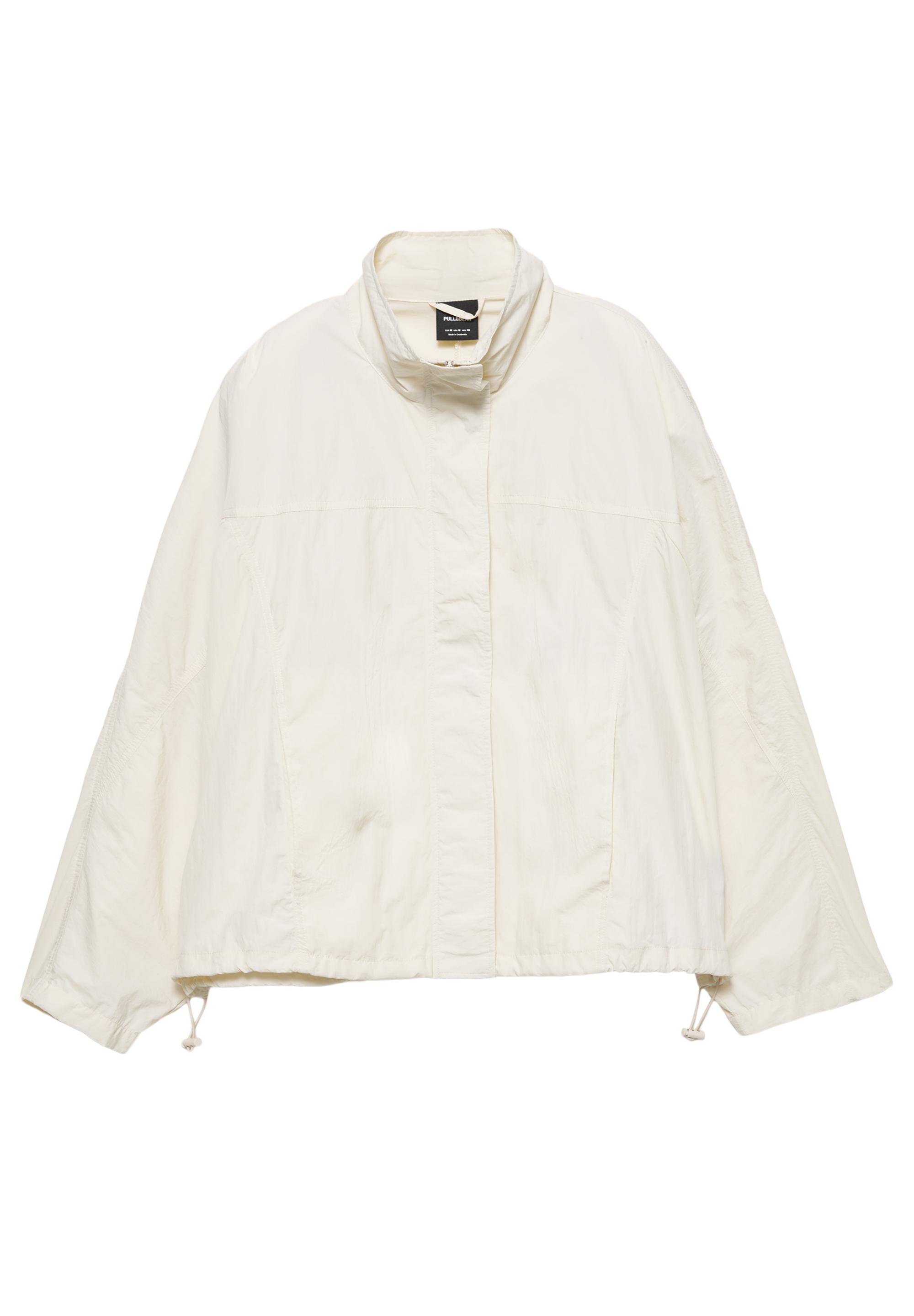 Short nylon-effect jacket — Ecru