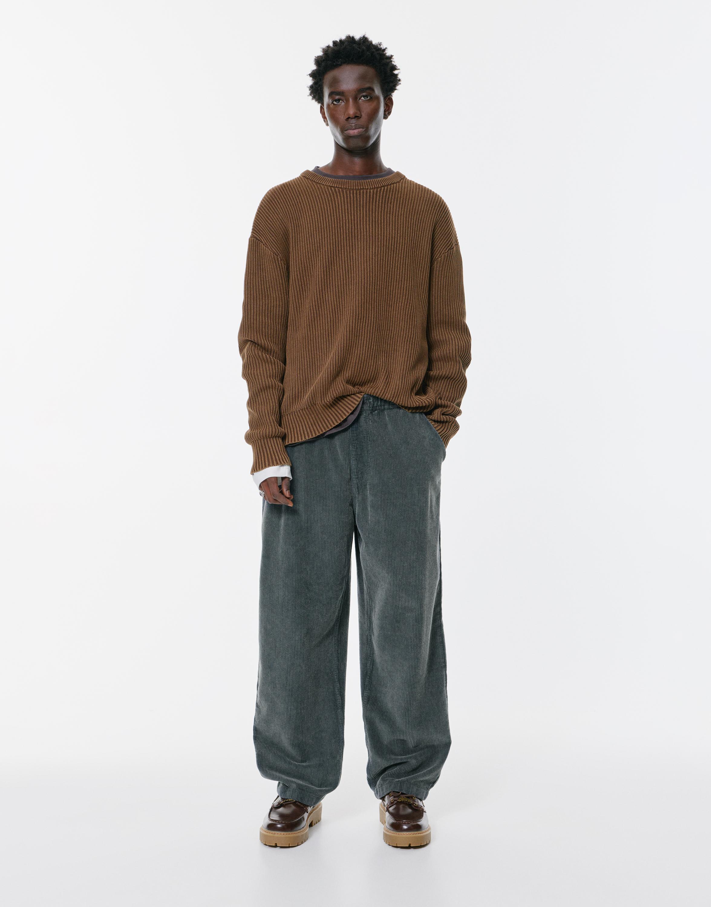 Kordonlu baggy kadife jogger pantolon - Görsel 4