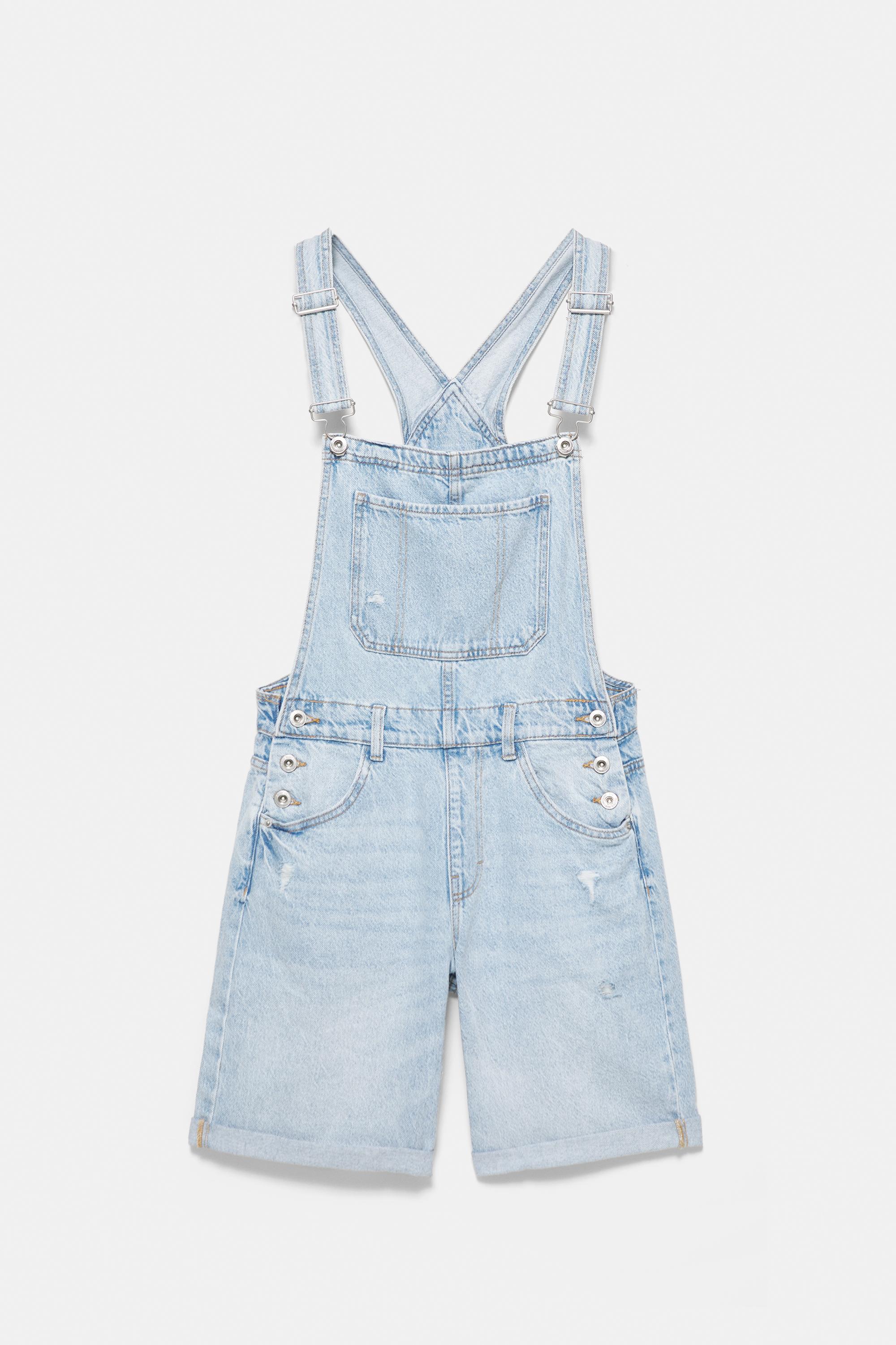 Short denim dungarees — Pale blue