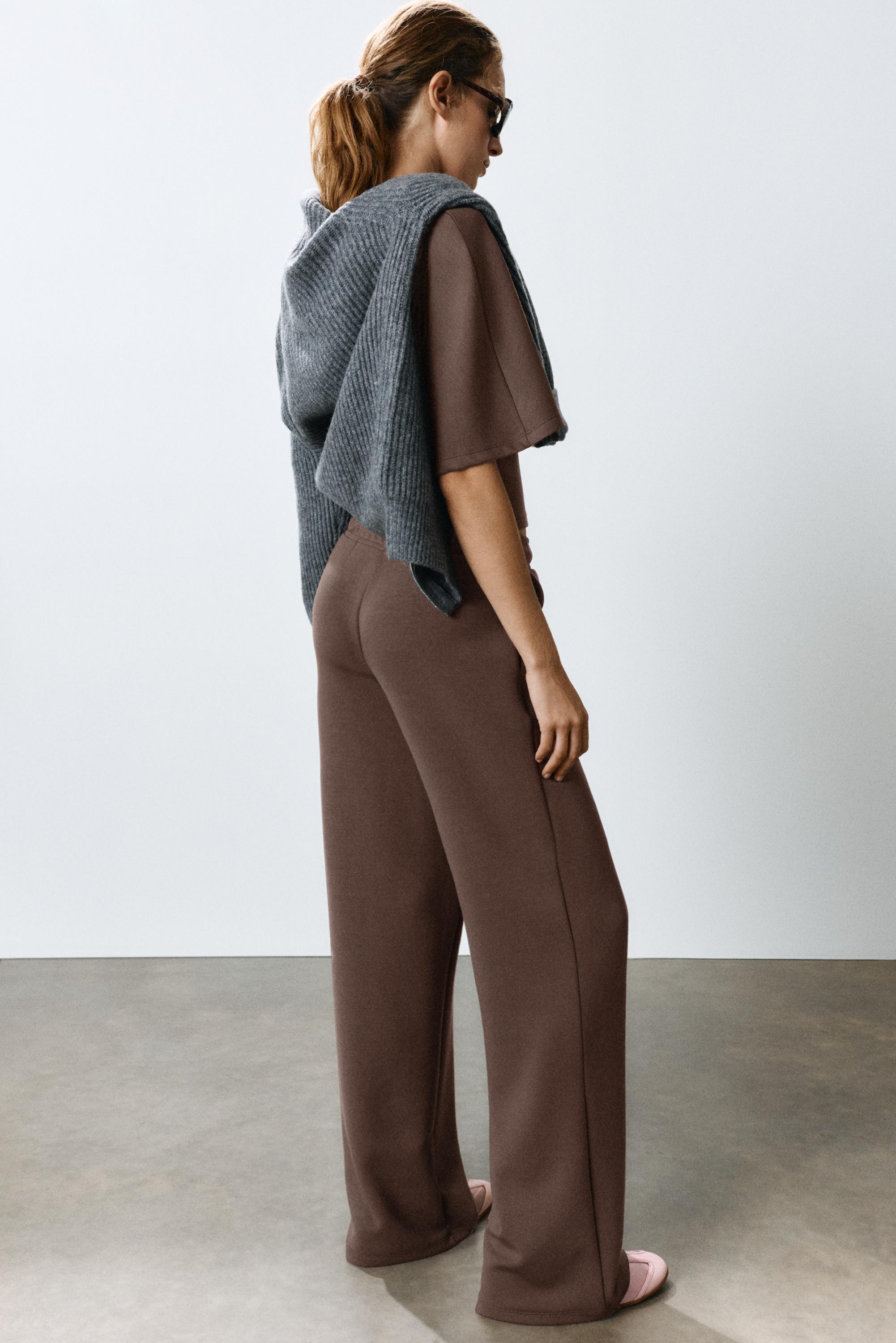 Modal wide-leg trousers — Brown