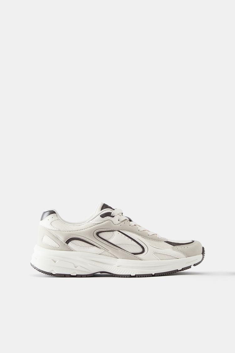 Multi-panel trainers — Ecru