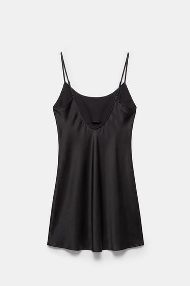 Short satin strappy dress — Black 6