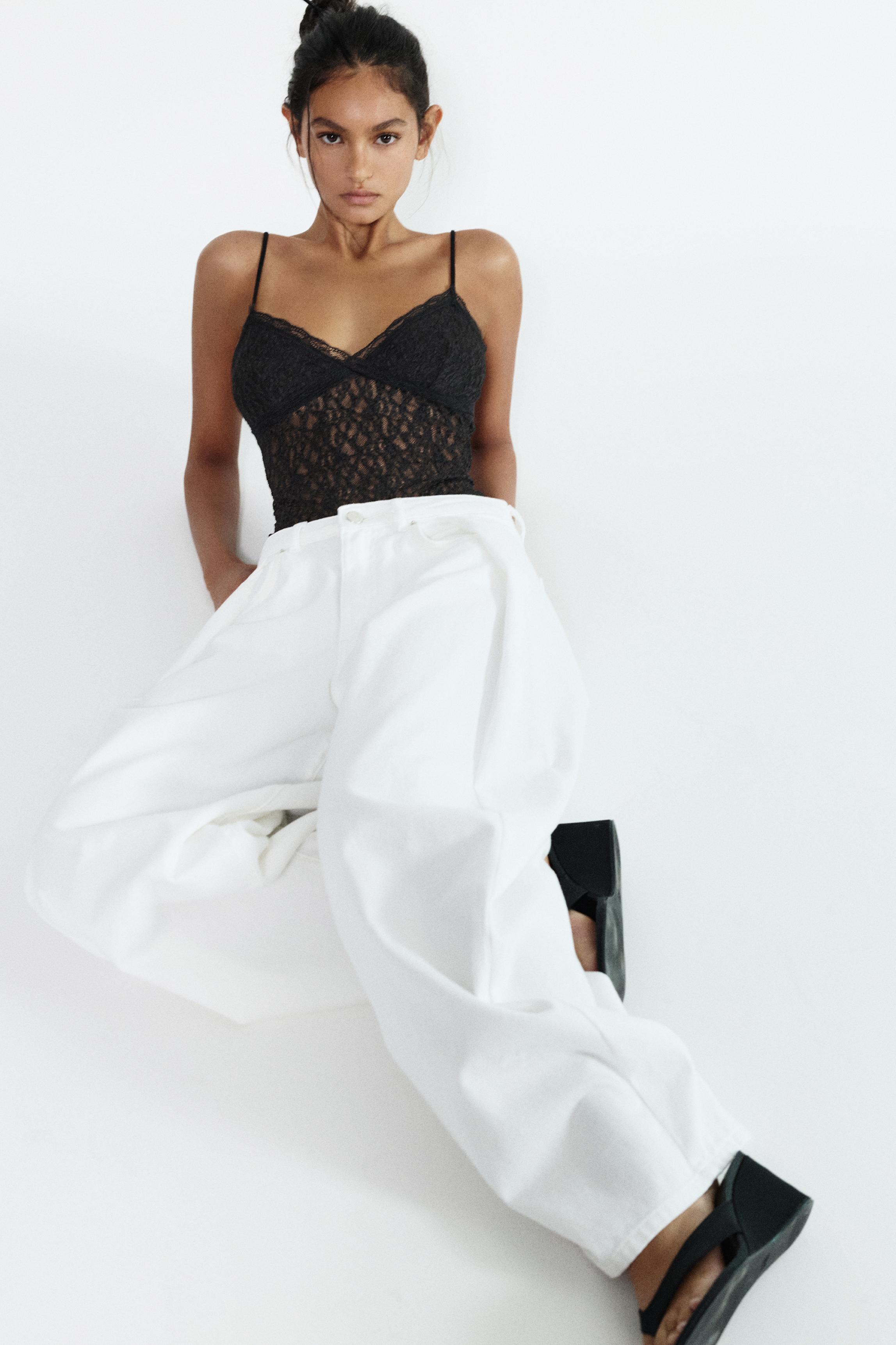 Strappy lace bodysuit — Black