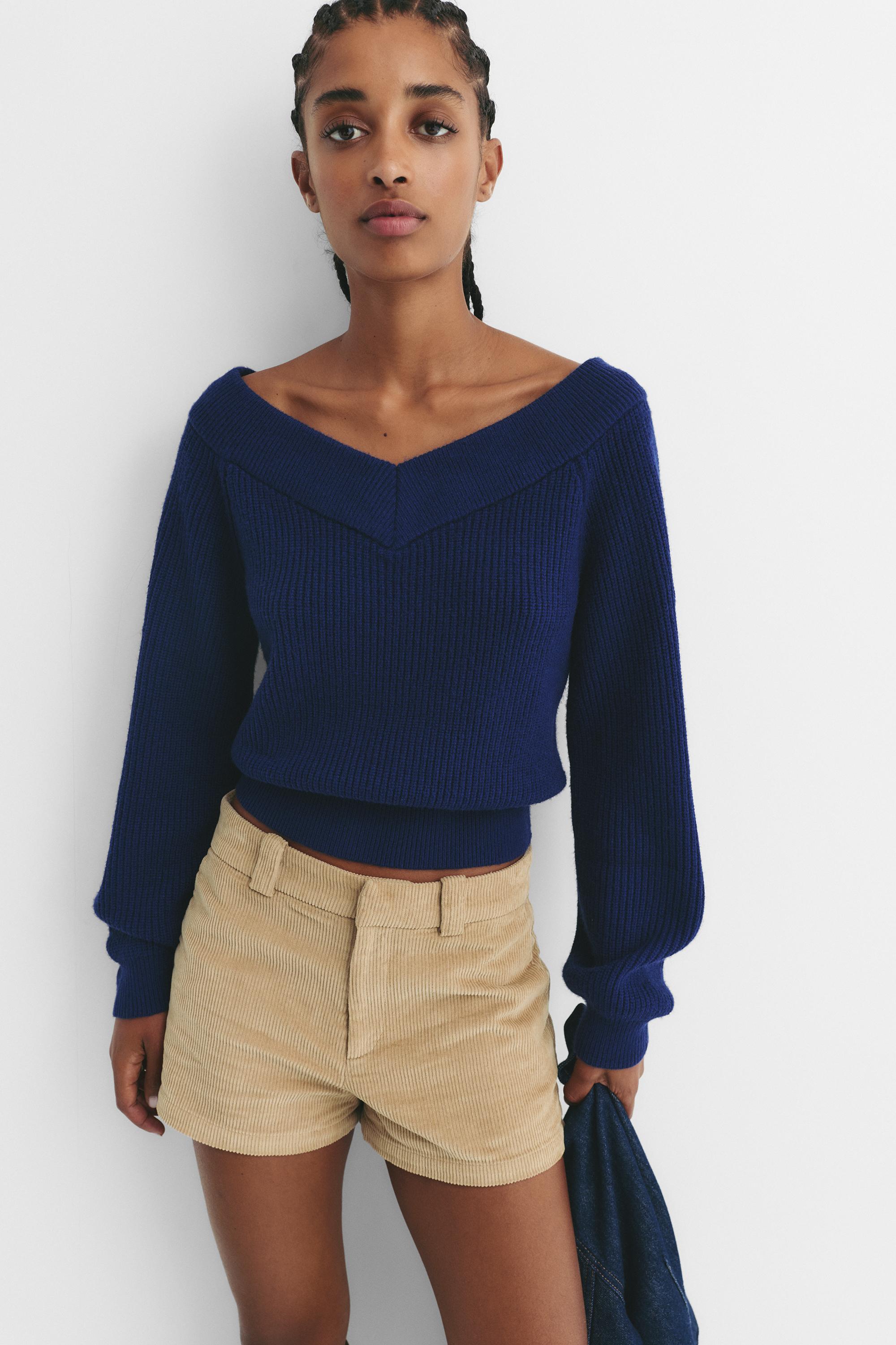 Cropped Pullover Aus Perlstoff