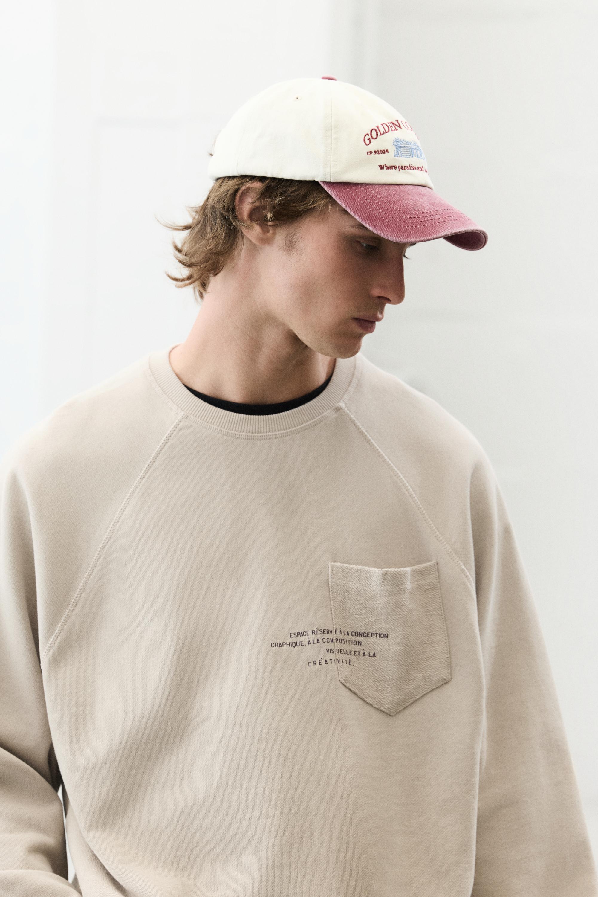 Pull&Bear Yazılı cepli sweatshirt görsel 3