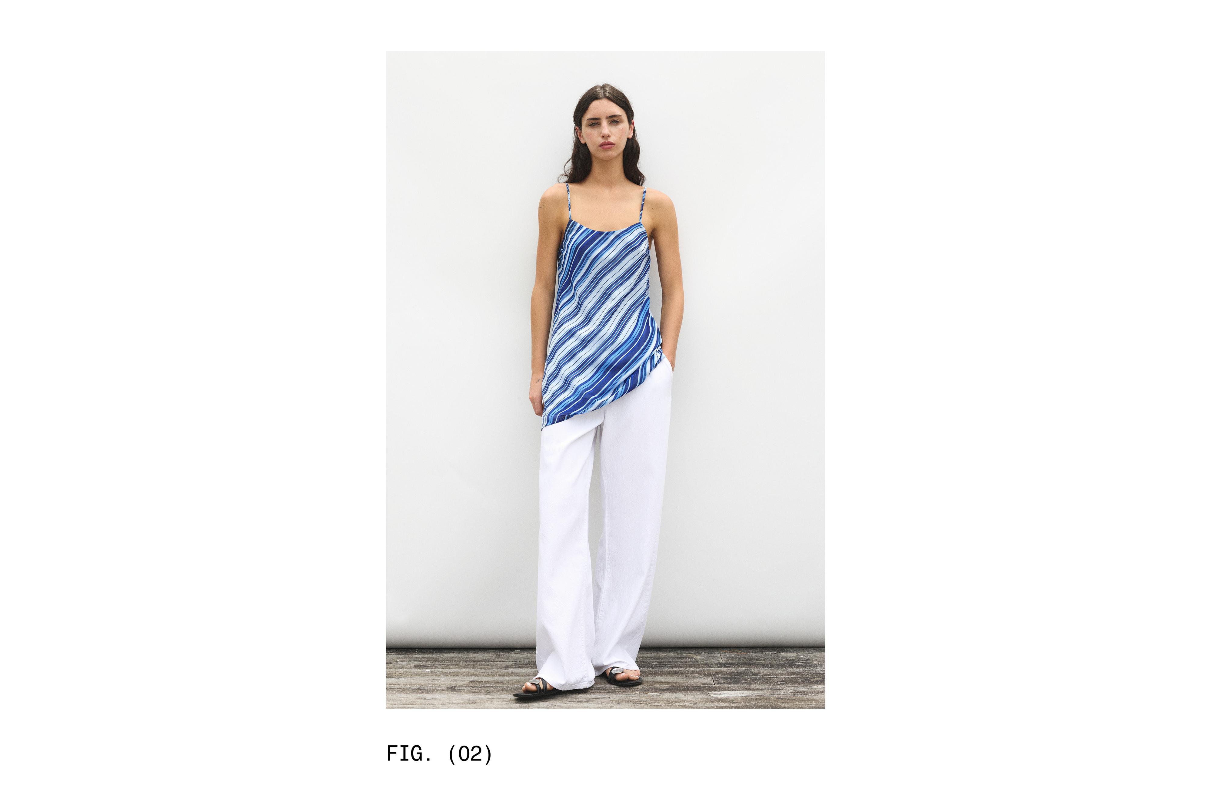 Short striped strappy dress — Deep blue