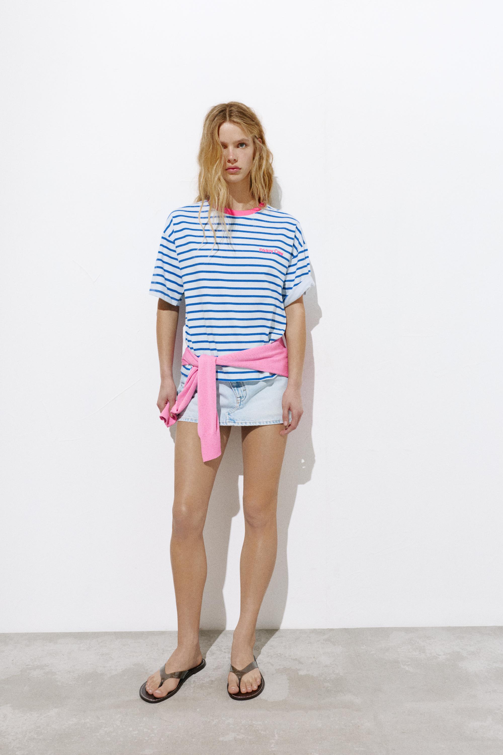 Striped short sleeve T-shirt — Deep blue