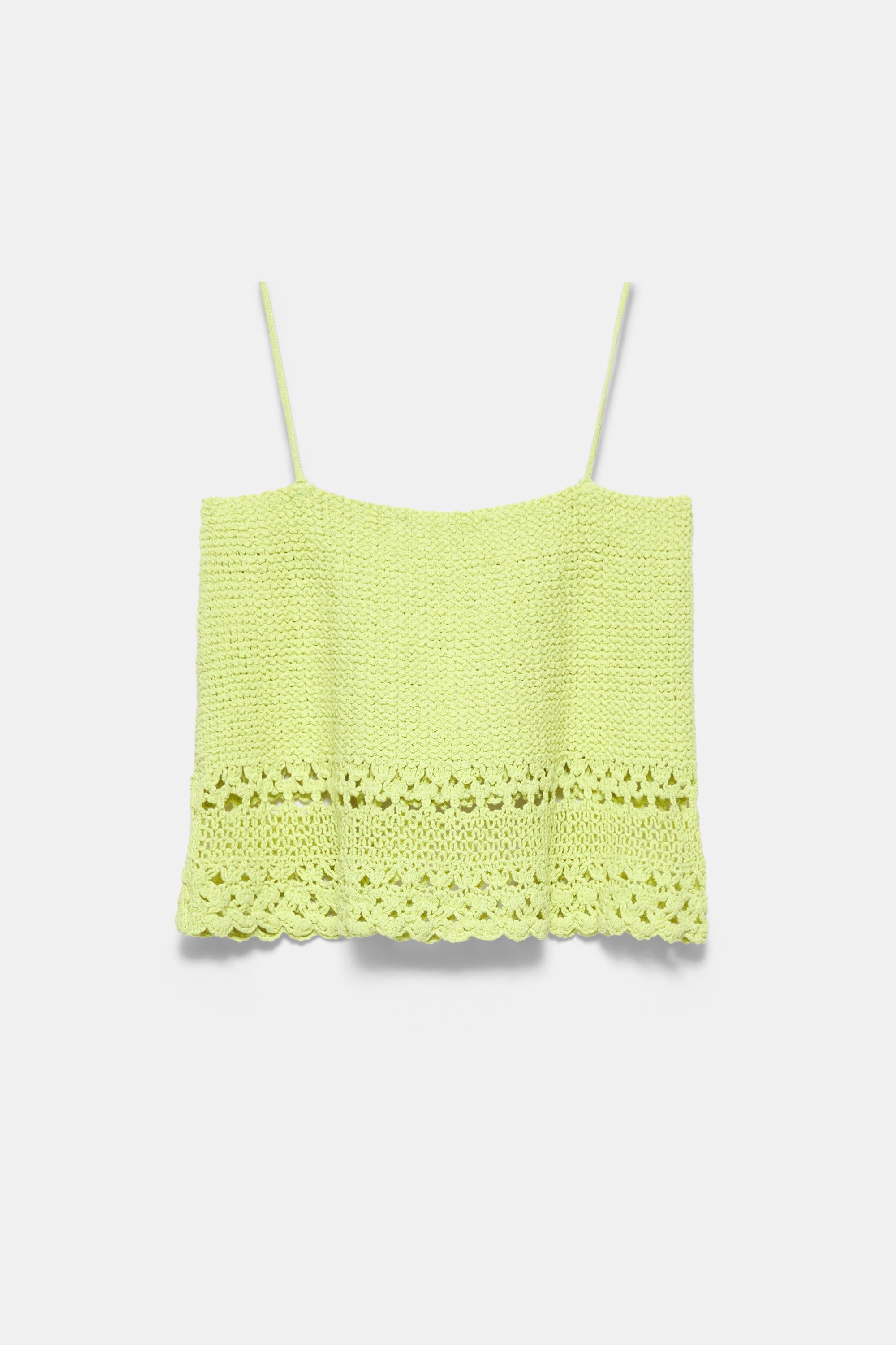 Crochet strappy top — Lime