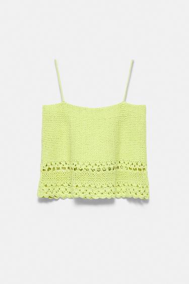 Crochet strappy top — Lime 7