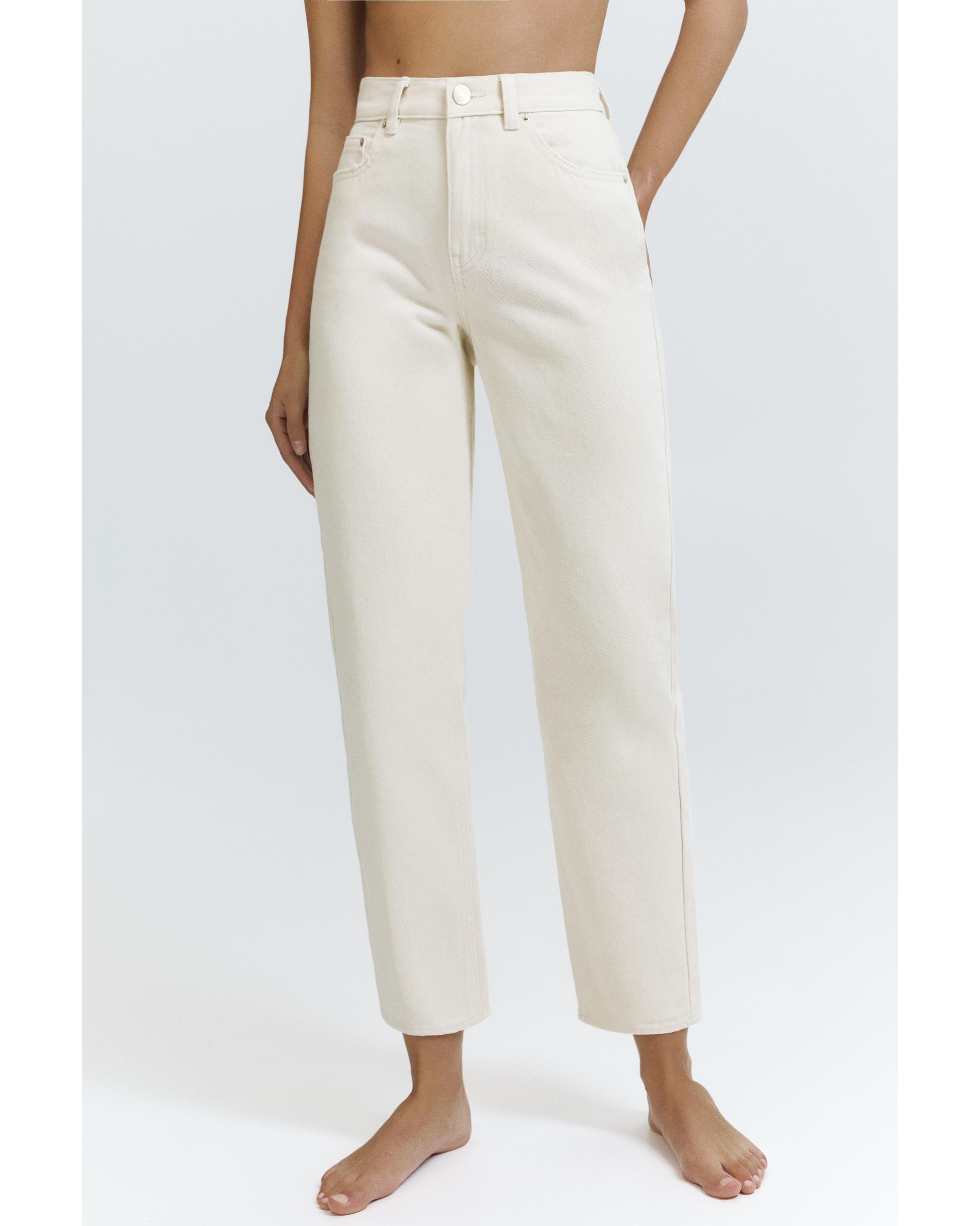High-waist mom jeans — Pale ecru