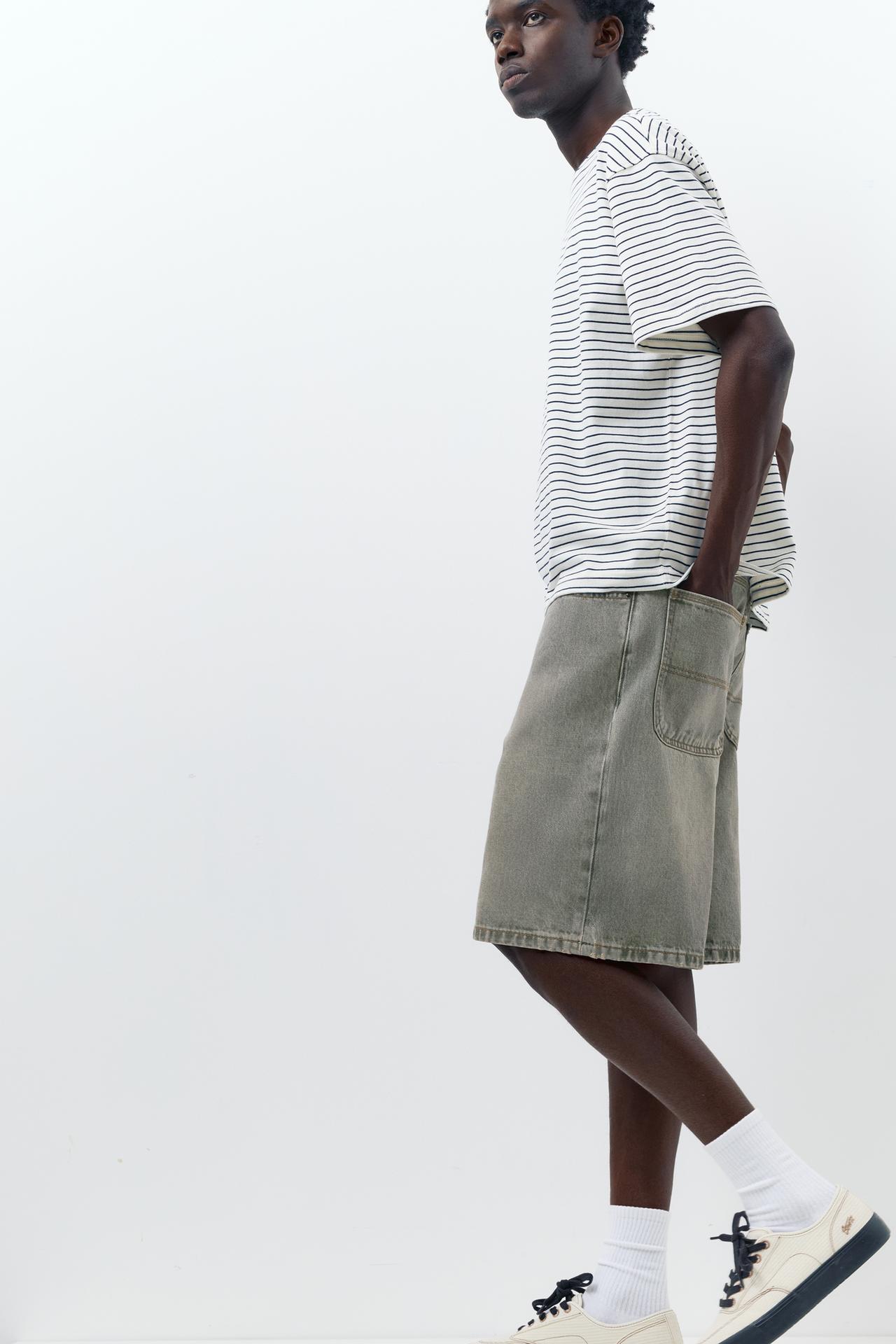 Baggy relaxed fit denim Bermuda shorts — Dark grey