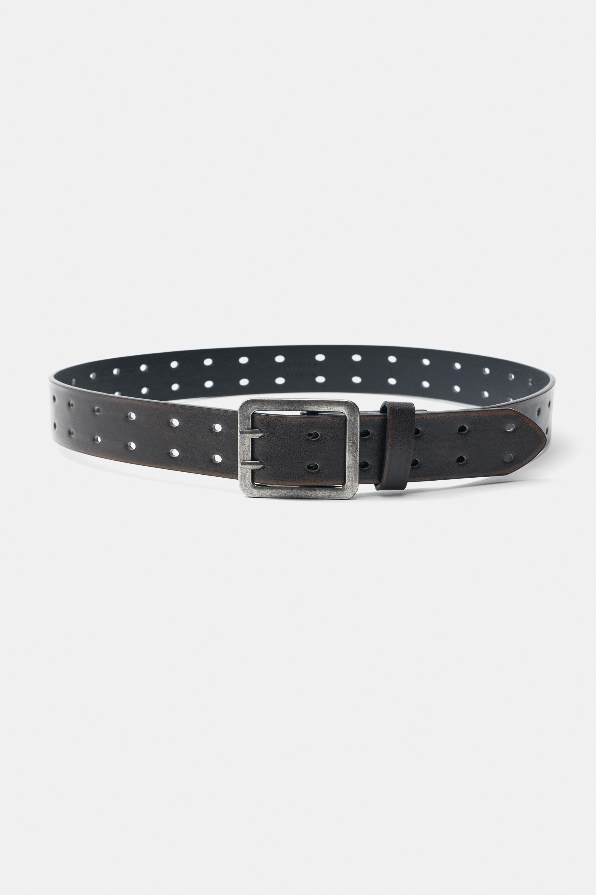 Leather effect belt — Brown
