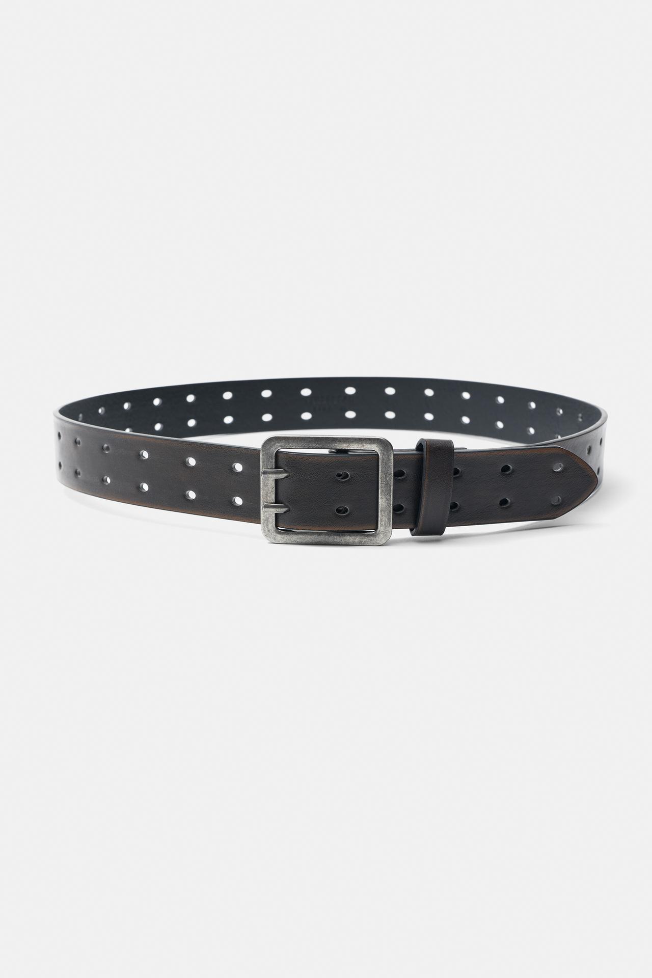 Leather effect belt — Brown