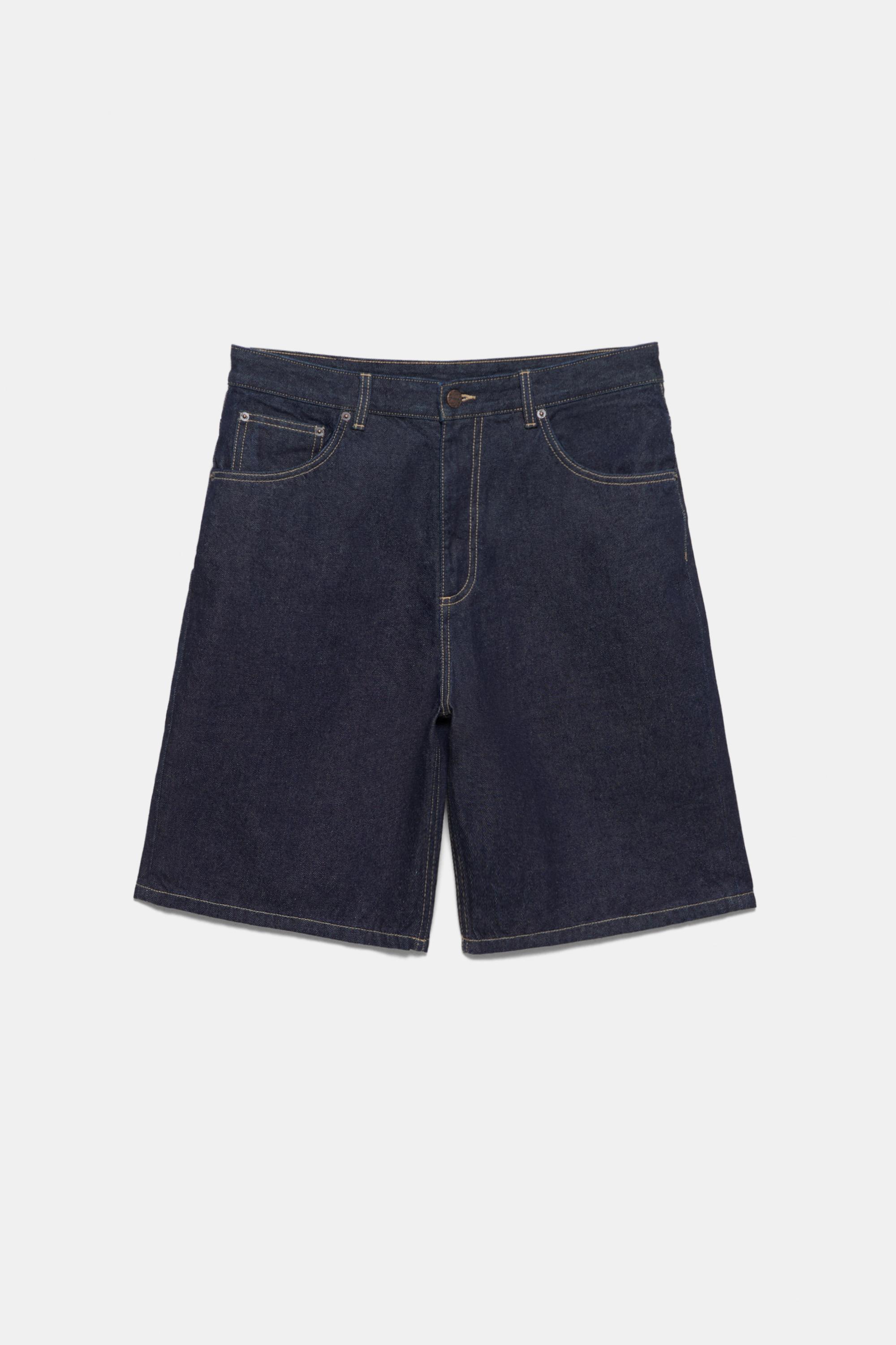 Baggy denim Bermuda shorts — Navy