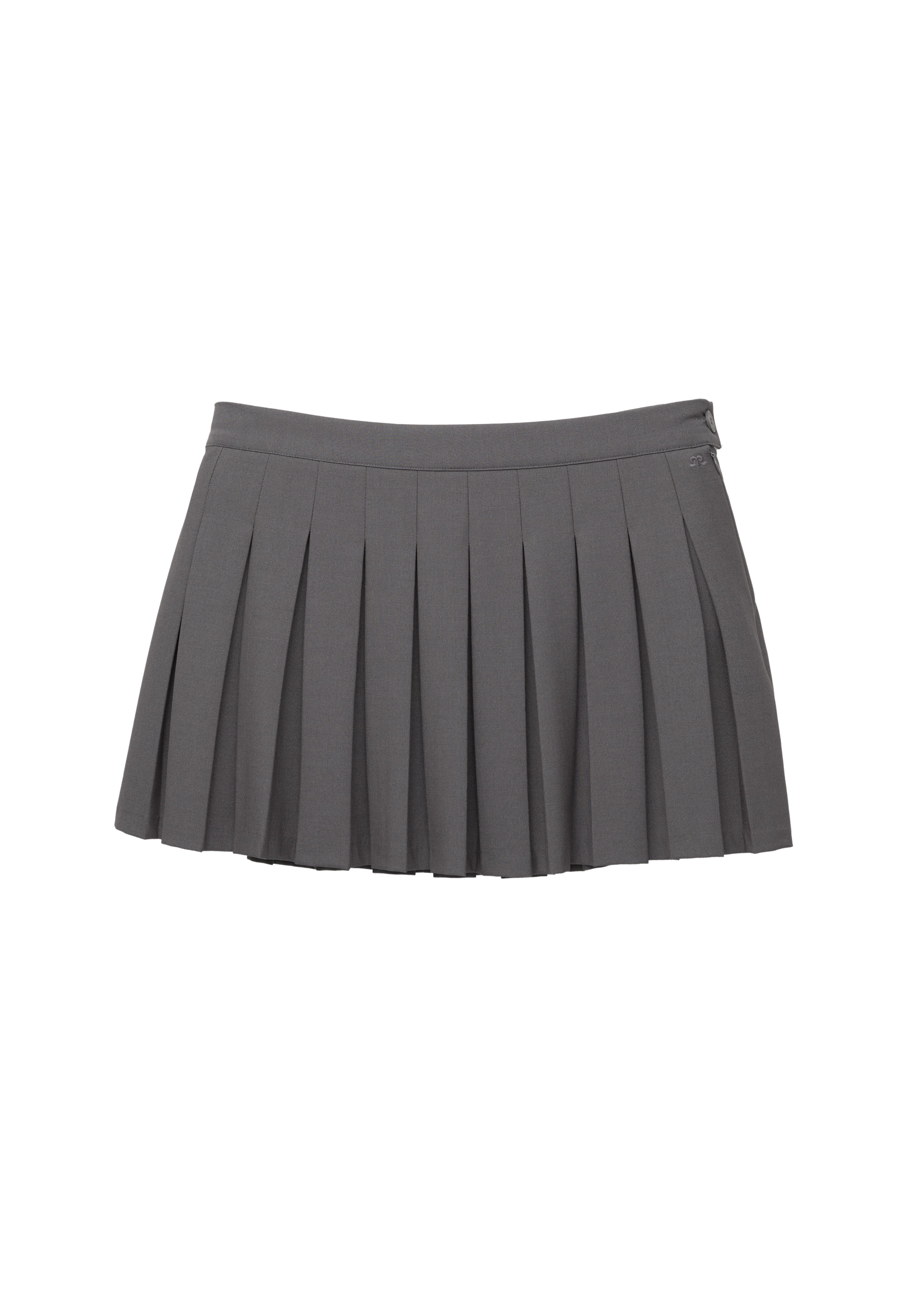 Pleated mini skirt — Grey marl