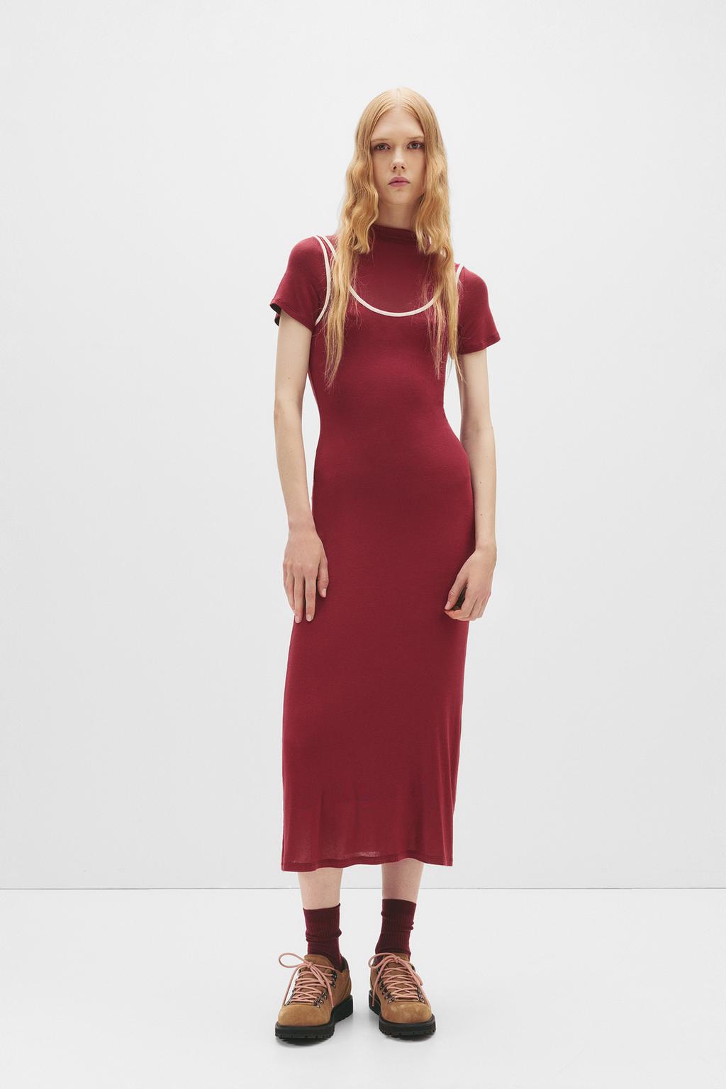 Vestido midi doble ribs PULL&BEAR
