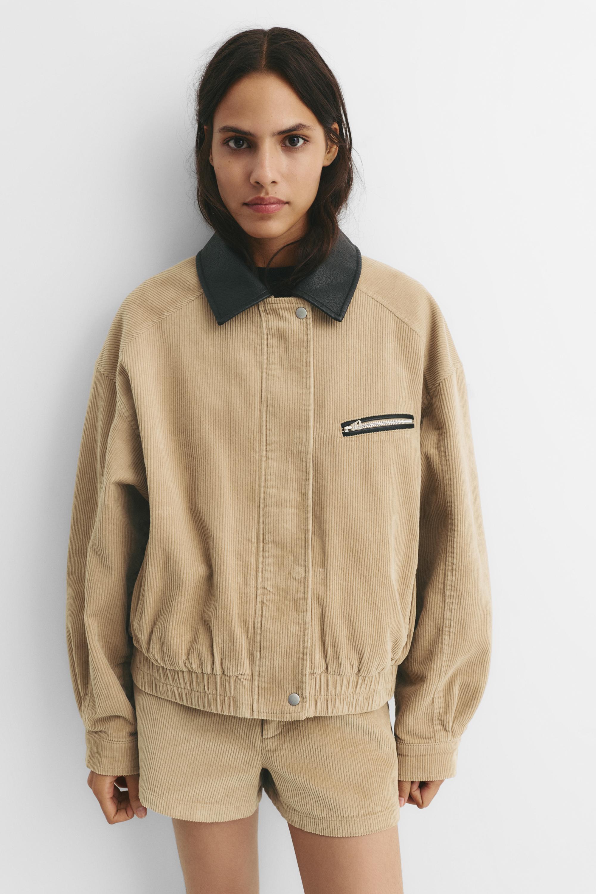 Corduroy jacket with contrasting collar - Pull&Bear United States