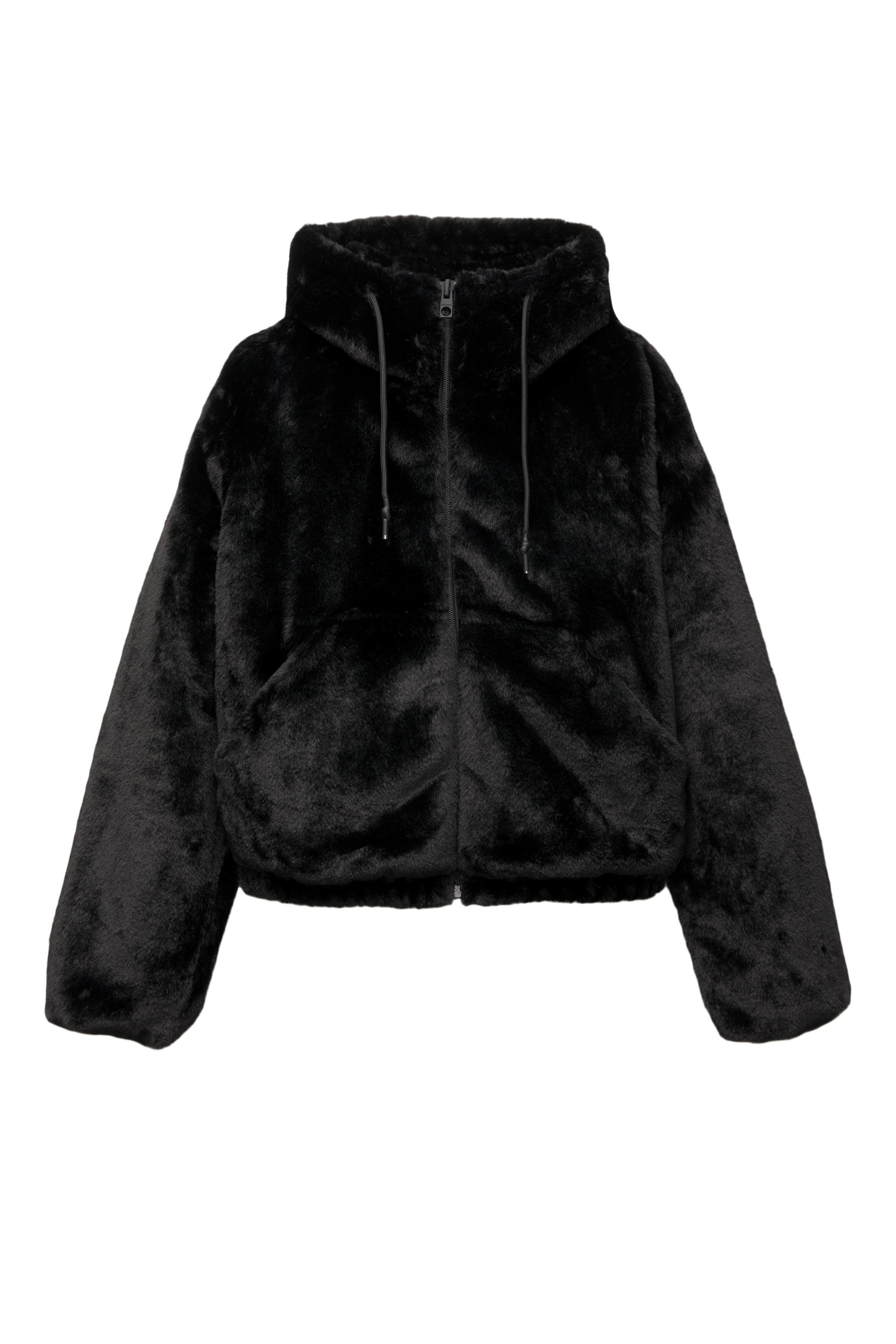 Kapüşonlu suni kürk ceket - Görsel 43