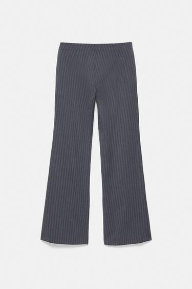 Striped flared trousers with belt — Anthracite grey 6