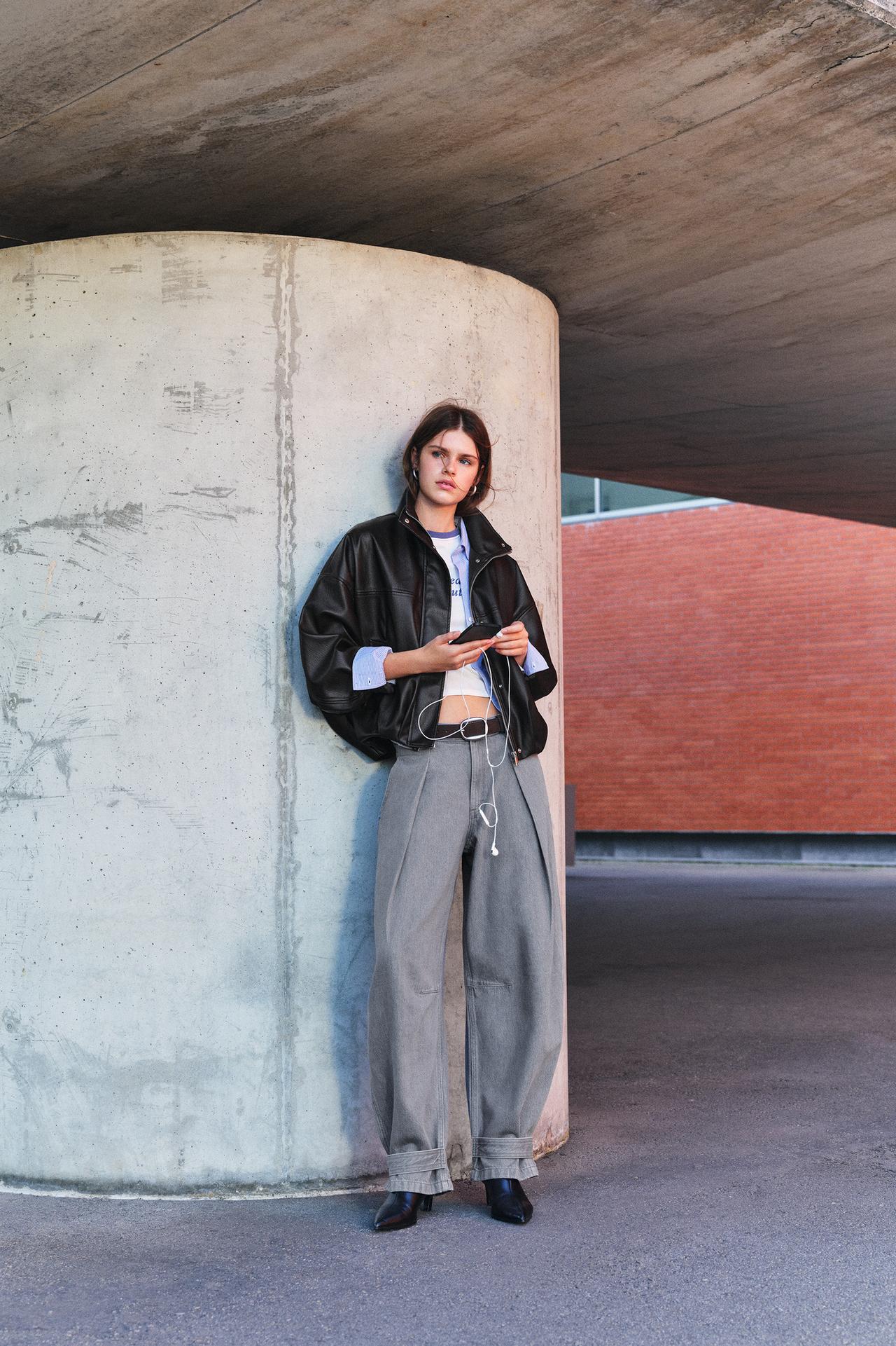 Pleated cargo balloon trousers — Grey