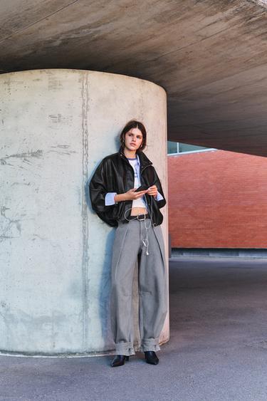 Pleated cargo balloon  trousers — Grey 1