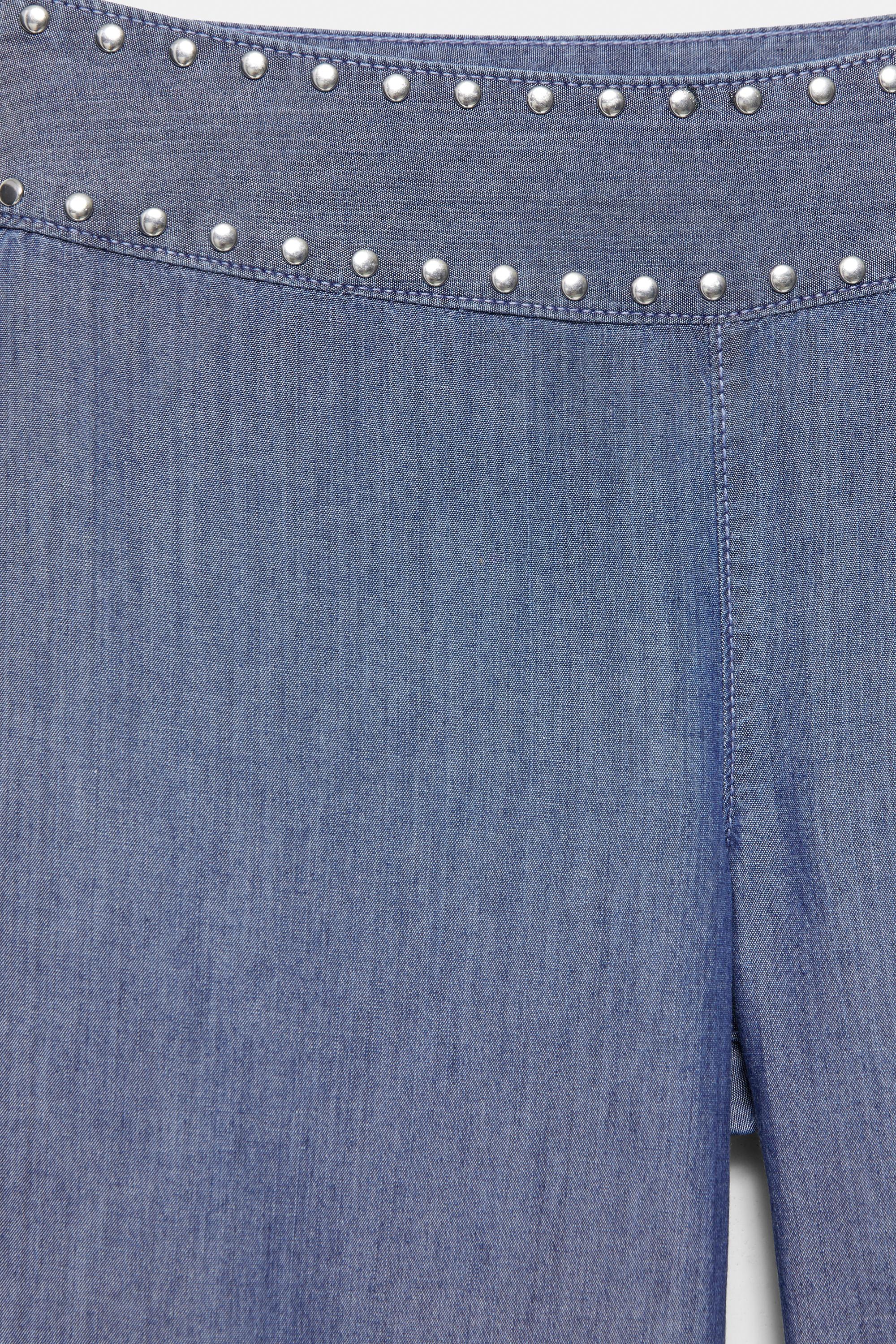 Wide-leg jeans with studs — Dark blue (alternate view)