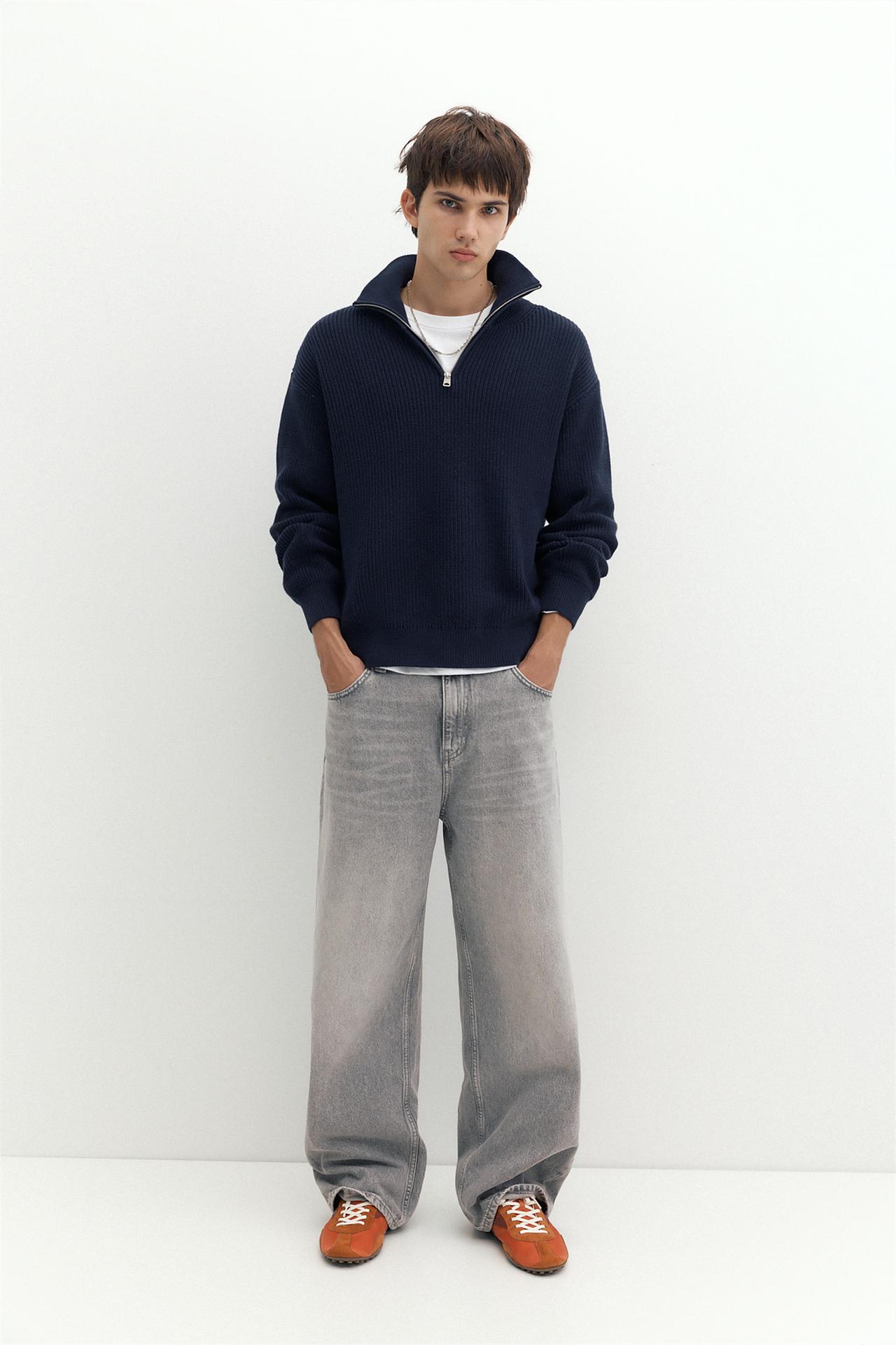 Quarter-zip jumper — Navy